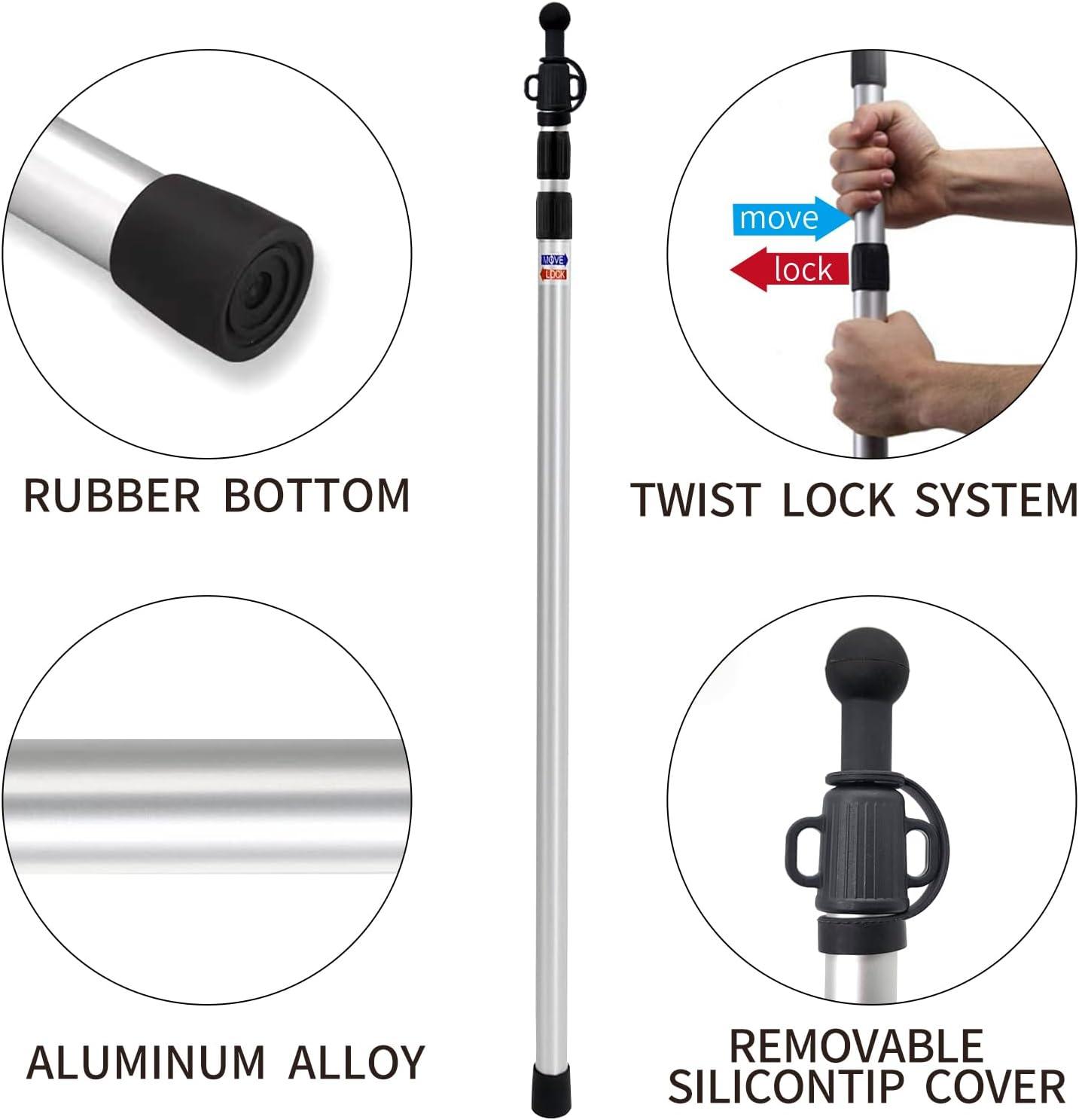 image:image9055 Aluminum Camping Tarp Poles AdjustableTelescoping amp Portable Tent Poles Replacement 2 Pack it Comes with 4 Metal Stake 4 Guy Line Cord with Guyline Adjuster amp 1 Storage Bag