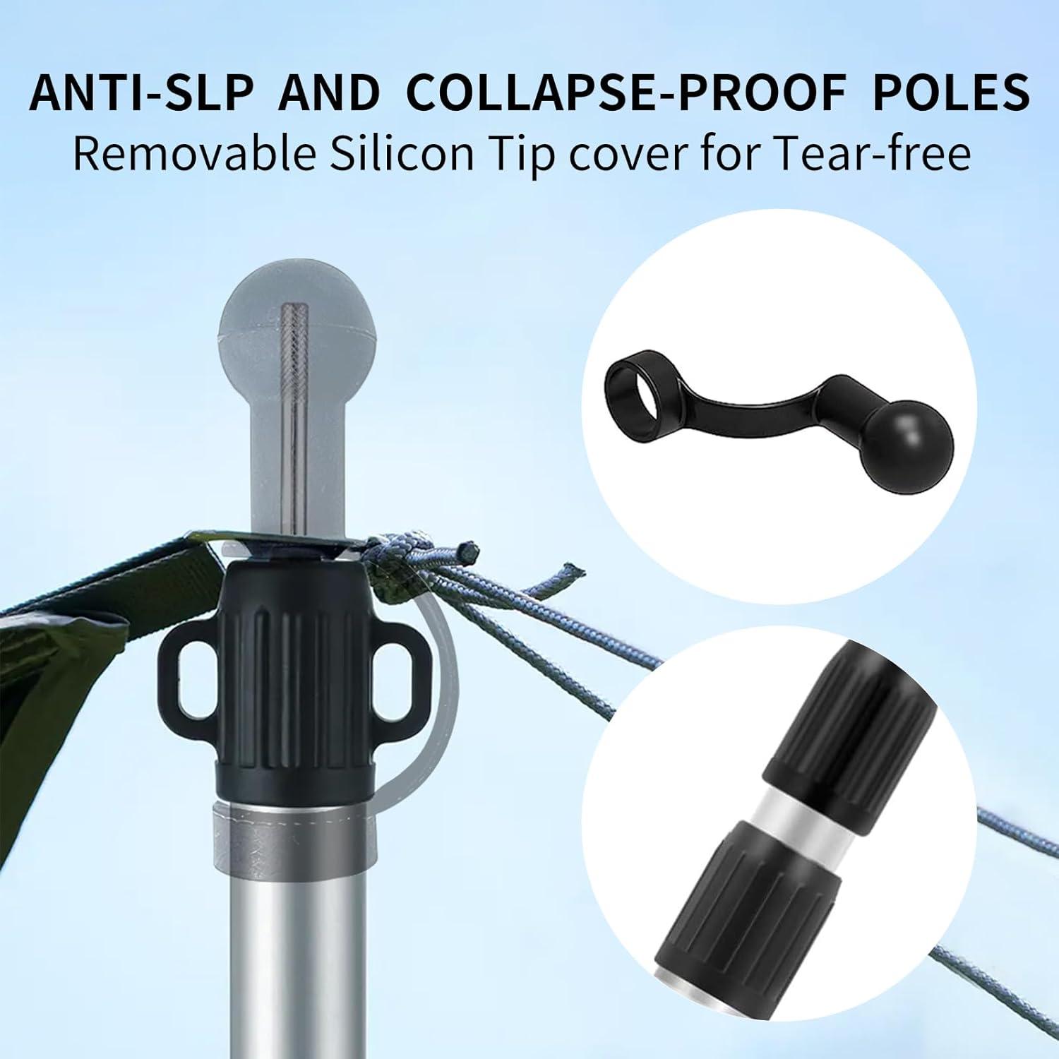 image:image9842 Aluminum Camping Tarp Poles AdjustableTelescoping amp Portable Tent Poles Replacement 2 Pack it Comes with 4 Metal Stake 4 Guy Line Cord with Guyline Adjuster amp 1 Storage Bag