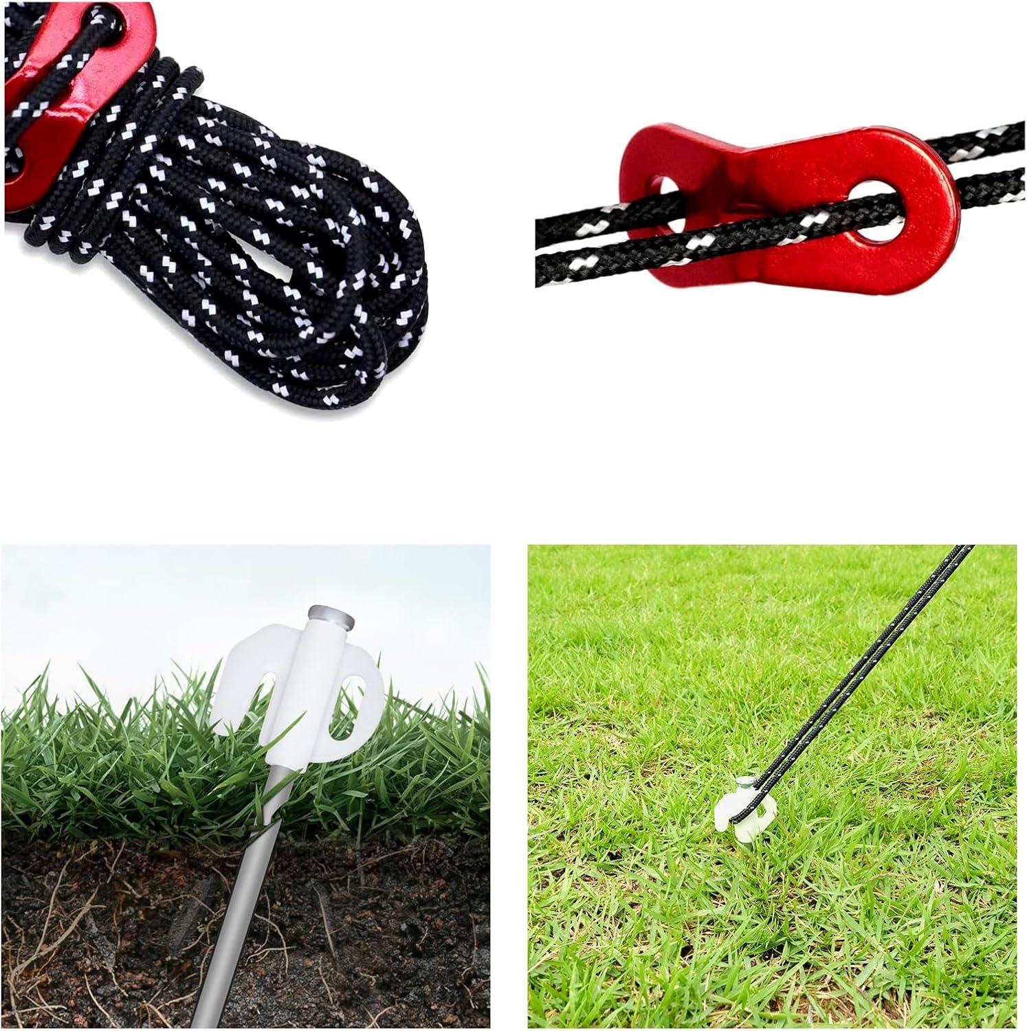 image:image9842 Aluminum Camping Tarp Poles AdjustableTelescoping amp Portable Tent Poles Replacement 2 Pack it Comes with 4 Metal Stake 4 Guy Line Cord with Guyline Adjuster amp 1 Storage Bag