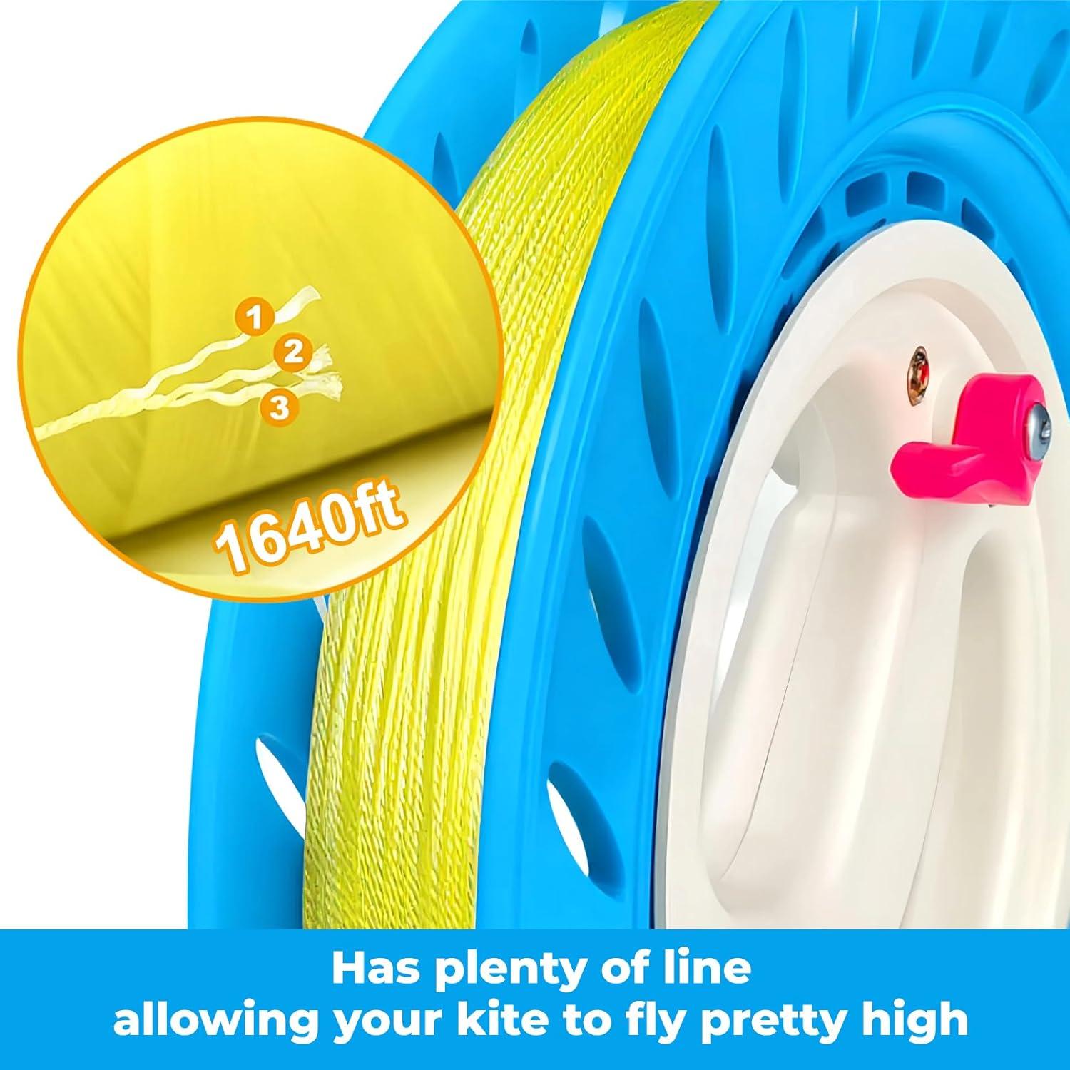 image:image9in Kite String Reel Winder with Brake AntiRotation Knob Equipped 1640ft Sturdy Line Easy to Use for Flying Kite for Adults Teens and BeginnersBlue
