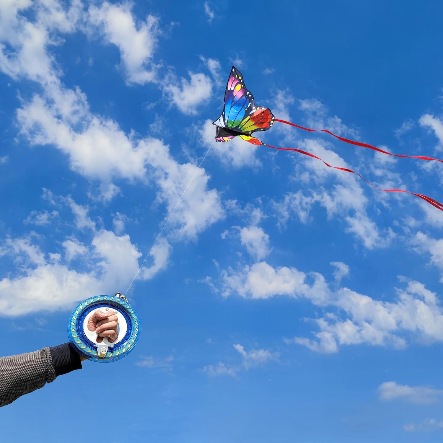 image:imageButterfly Kites for Kids and Adults Easy to Fly Large Single Line Kite for Boys and Girls 55 x 28 Beach Kite for Beginners 300ft String Handle IncludedRainbow Butterfly with Reel