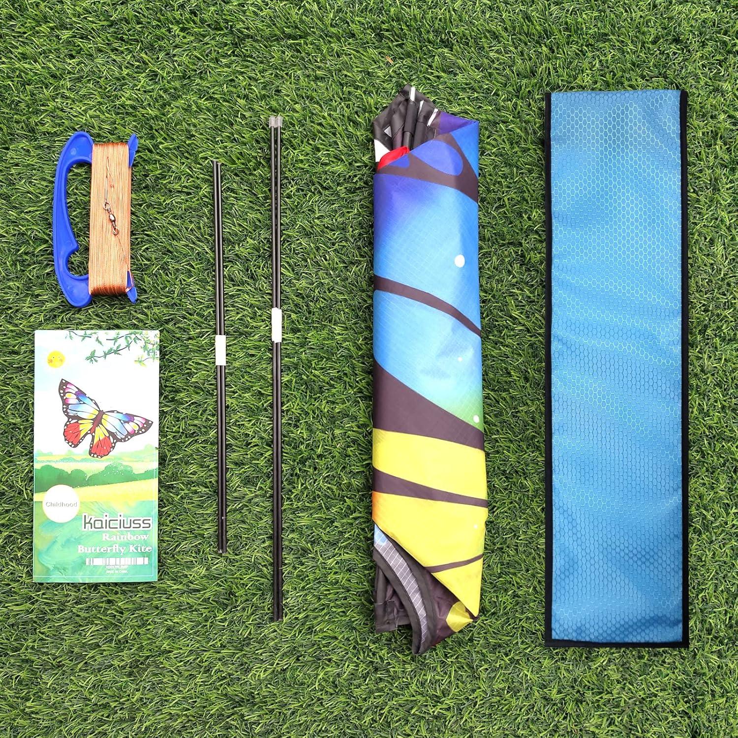 image:imageButterfly Kites for Kids and Adults Easy to Fly Large Single Line Kite for Boys and Girls 55 x 28 Beach Kite for Beginners 300ft String Handle IncludedRainbow Butterfly