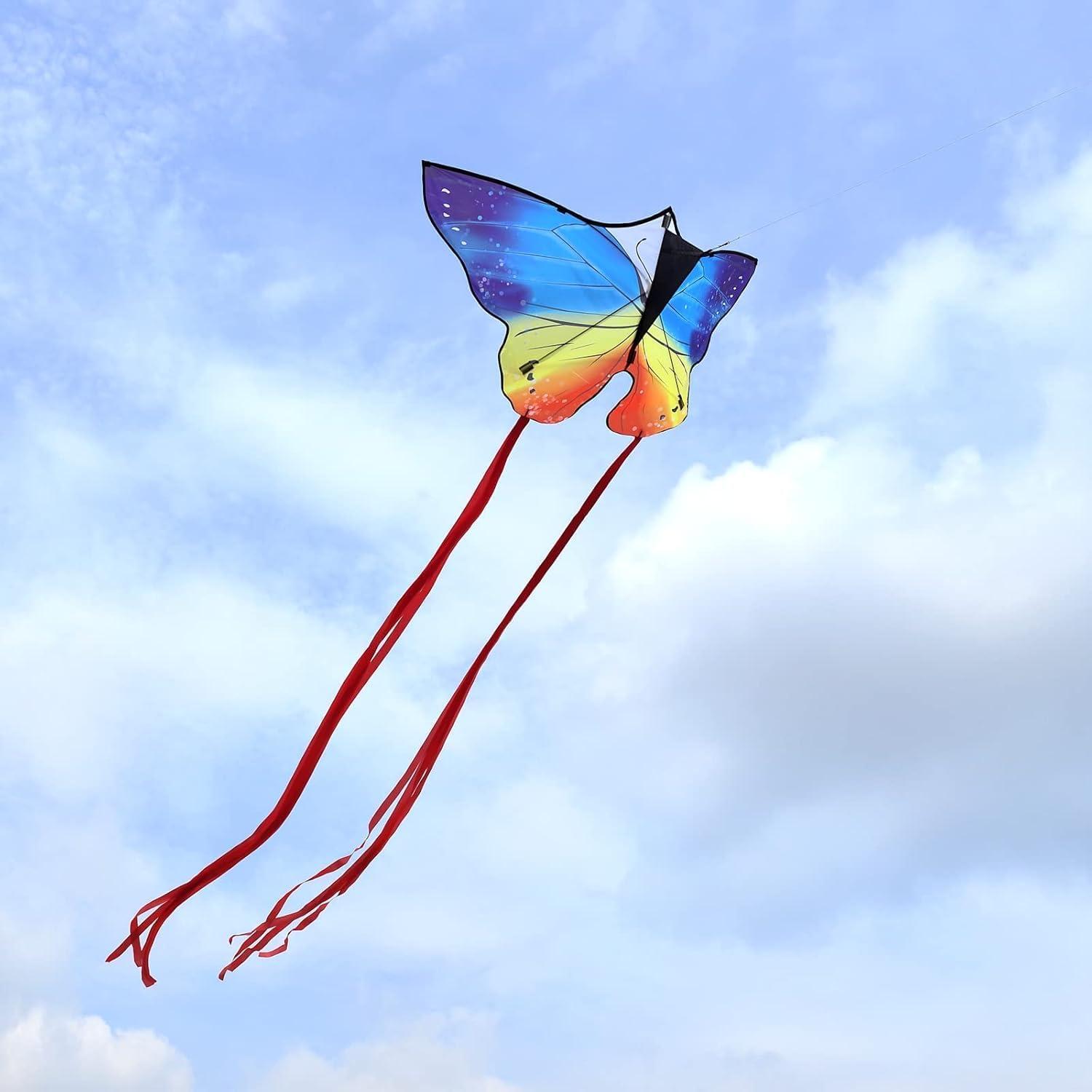 image:imageButterfly Kites for Kids and Adults Easy to Fly Large Single Line Kite for Boys and Girls 55 x 28 Beach Kite for Beginners 300ft String Handle IncludedTricolour Butterfly