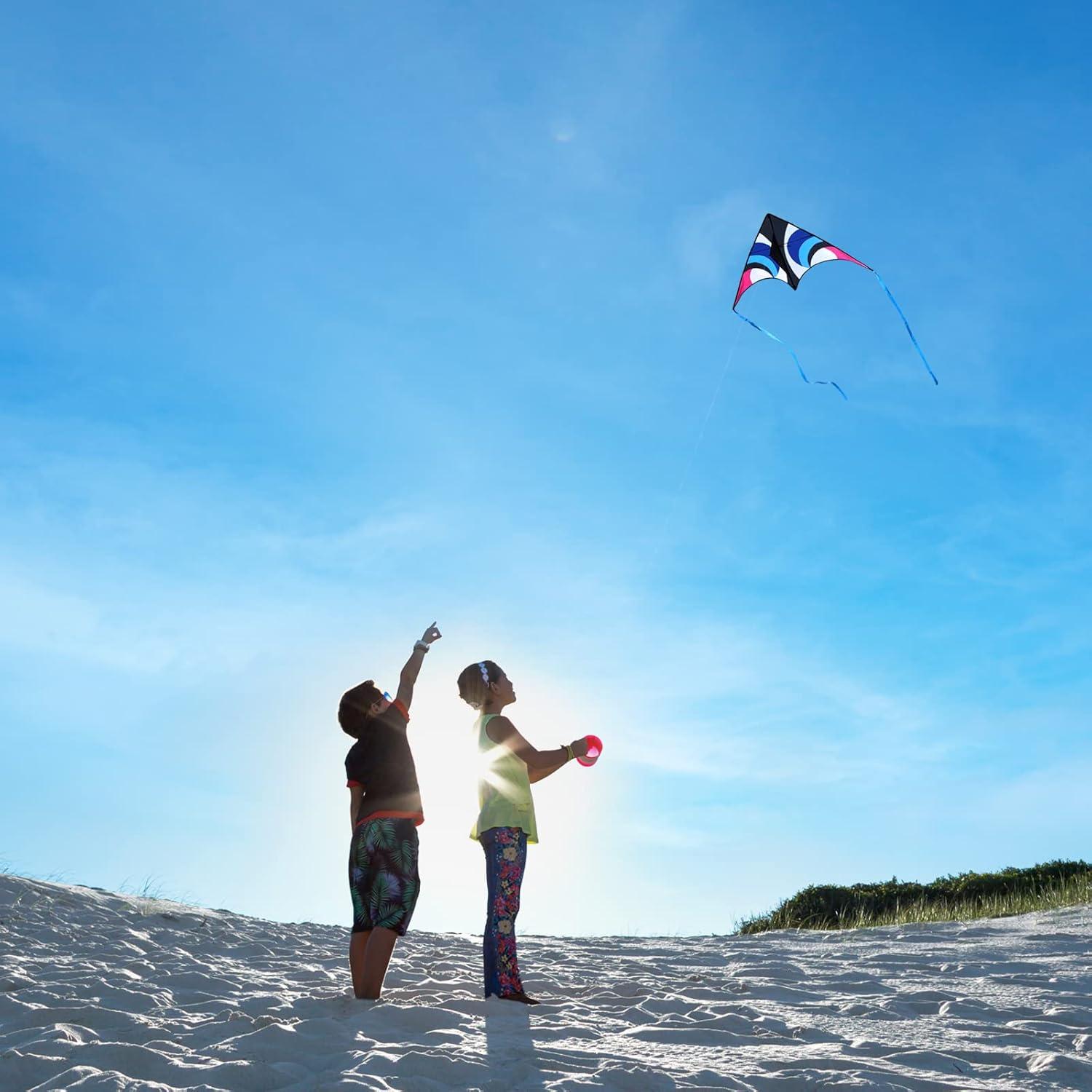 image:imageDelta Kite for Kids amp Adults Easy to Fly Large Single Line Beach Kite with 300ft String Handle Included Perfect for Beginners Teens60 Blue Black
