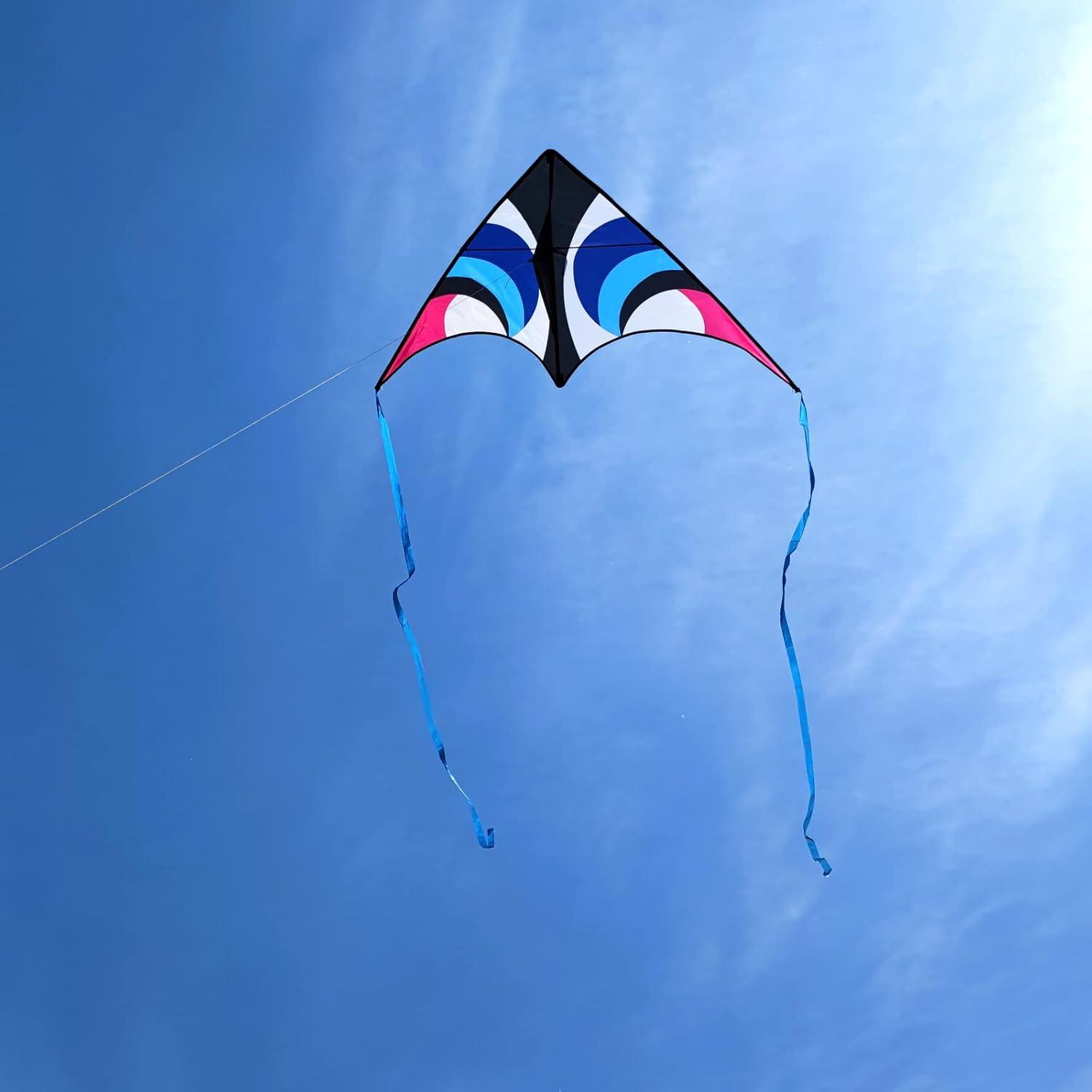 image:imageDelta Kite for Kids amp Adults Easy to Fly Large Single Line Beach Kite with 300ft String Handle Included Perfect for Beginners Teens60 Blue Black