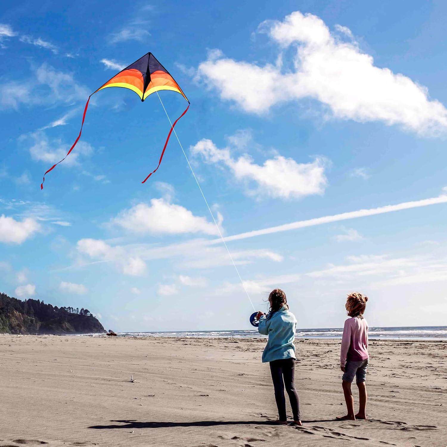 image:imageDelta Kite for Kids amp Adults Easy to Fly Large Single Line Beach Kite with 300ft String Handle Included Perfect for Beginners Teens60 Yellow Black