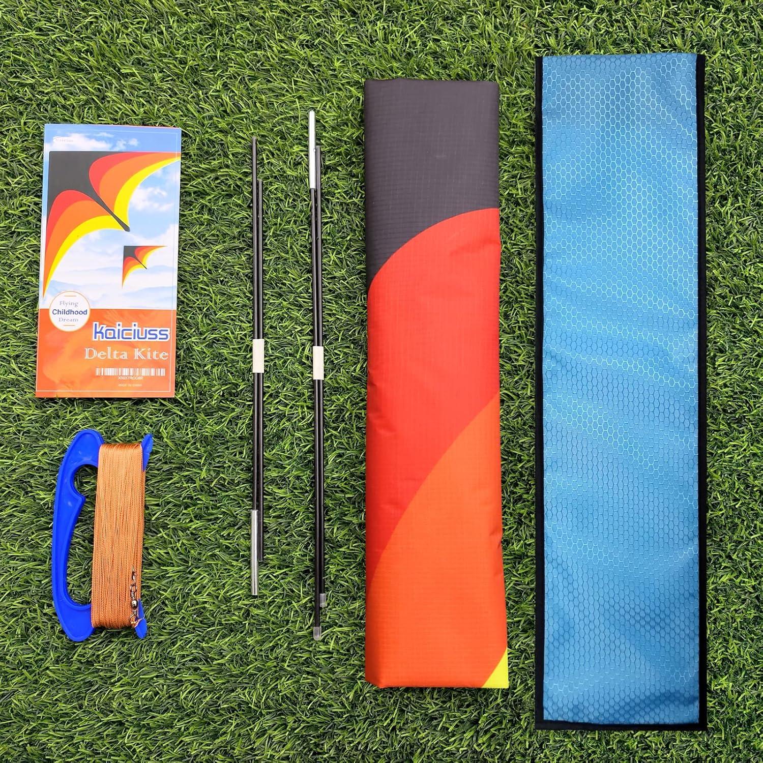 image:imageDelta Kite for Kids amp Adults Easy to Fly Large Single Line Beach Kite with 300ft String Handle Included Perfect for Beginners Teens60 Yellow Black
