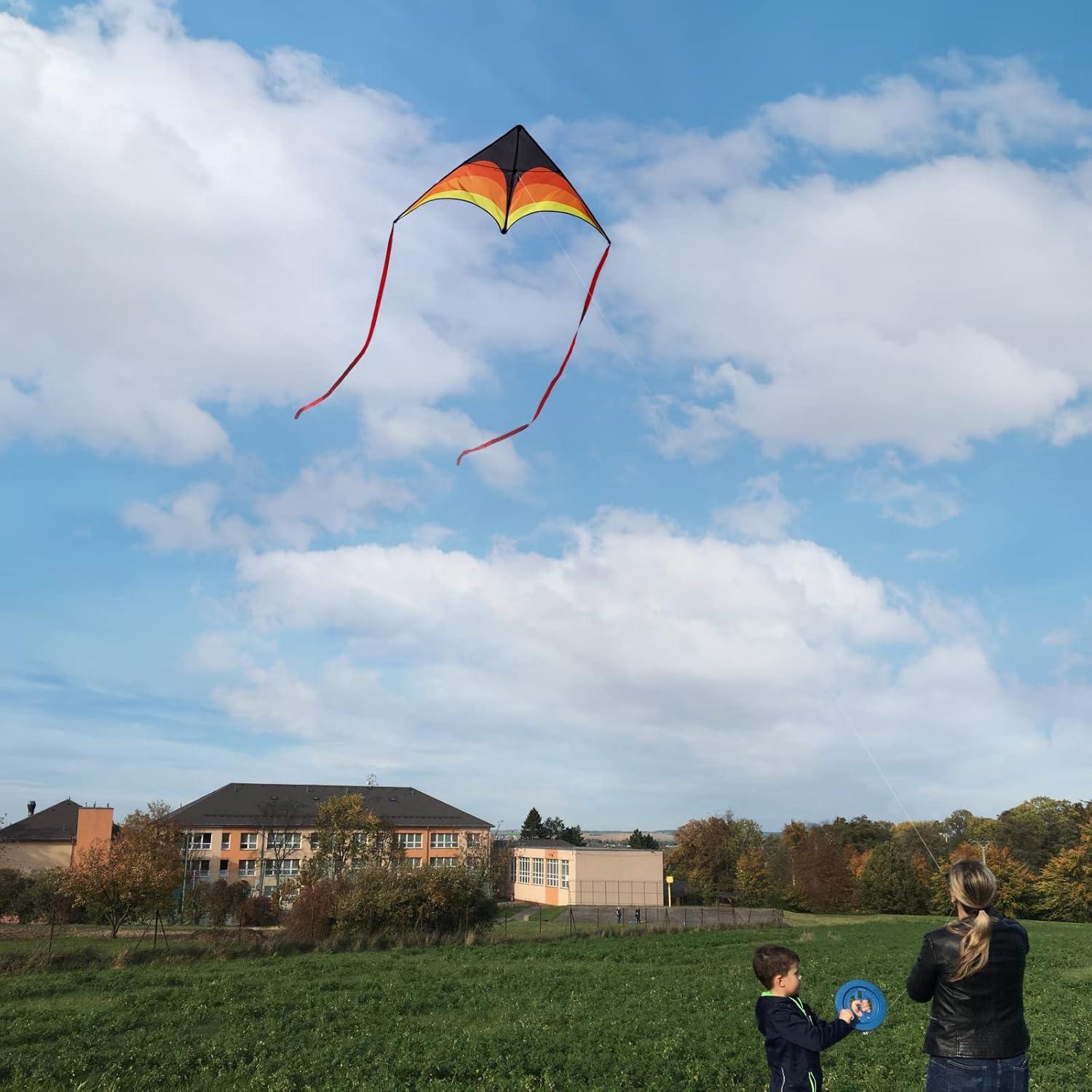 image:imageDelta Kite for Kids amp Adults Easy to Fly Large Single Line Beach Kite with 300ft String Handle Included Perfect for Beginners Teens60 Yellow Black