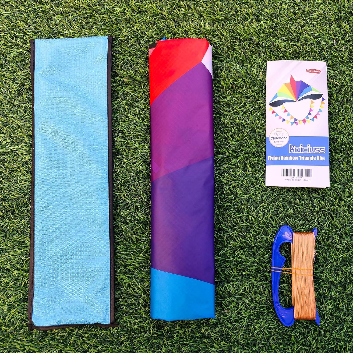image:imageDelta Kite for Kids amp Adults Easy to Fly Large Single Line Beach Kite with 300ft String Handle Included Perfect for Beginners TeensFlying Rainbow