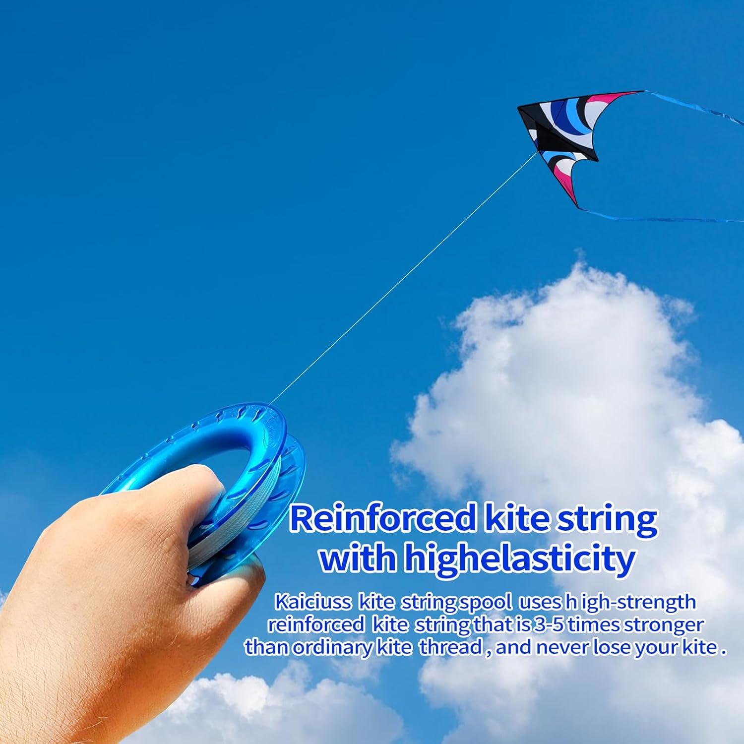 image:imageHoop Kite Set for Kids Spool Handle amp 300 Feet Line for Each Kite Reel WinderGreen Blue Pink