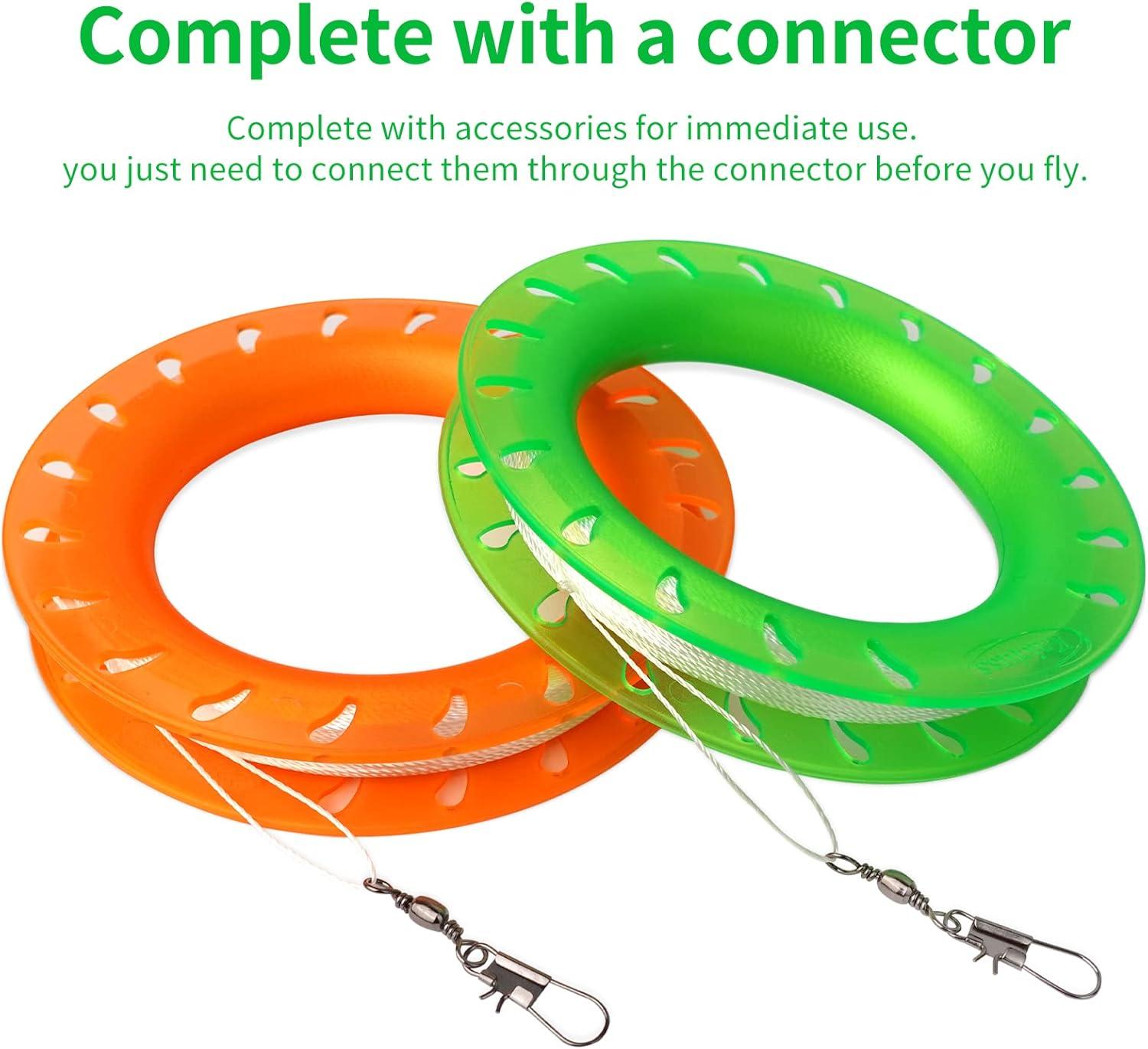 image:imageHoop Kite Set for Kids Spool Handle amp 300 Feet Line for Each Kite Reel WinderOrange Green