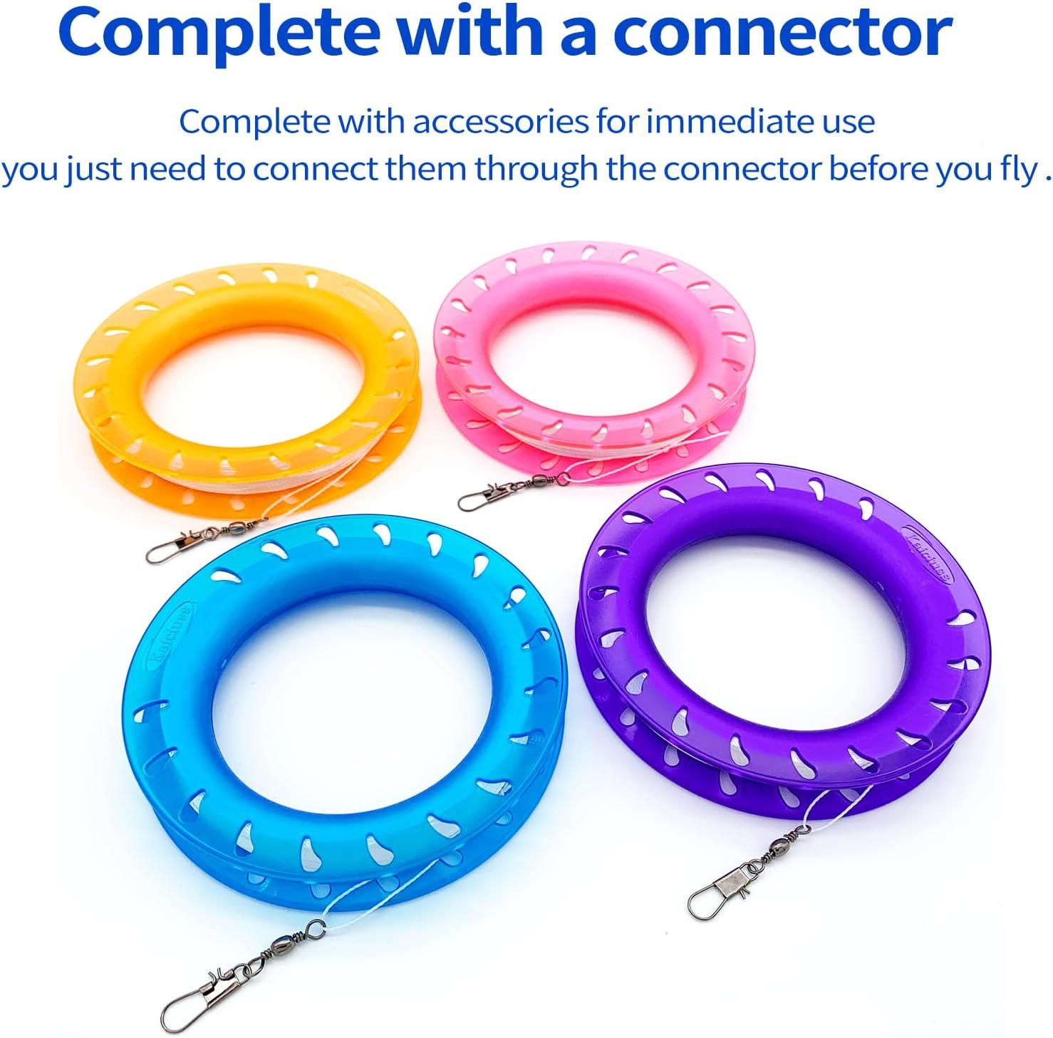 image:imageHoop Kite Set for Kids Spool Handle amp 300 Feet Line for Each Kite Reel WinderOrange Blue Pink Purple