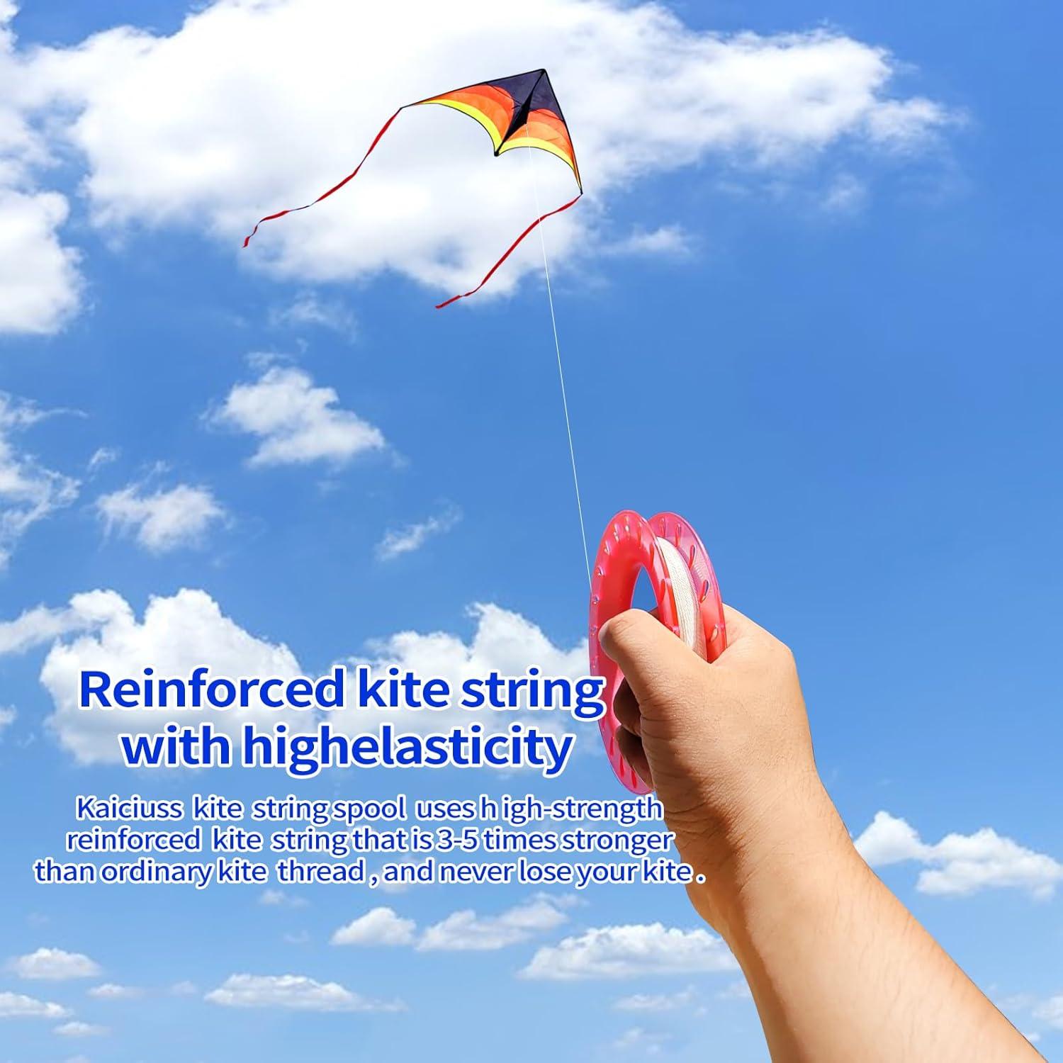 image:imageHoop Kite Set for Kids Spool Handle amp 300 Feet Line for Each Kite Reel WinderOrange Blue Pink Purple