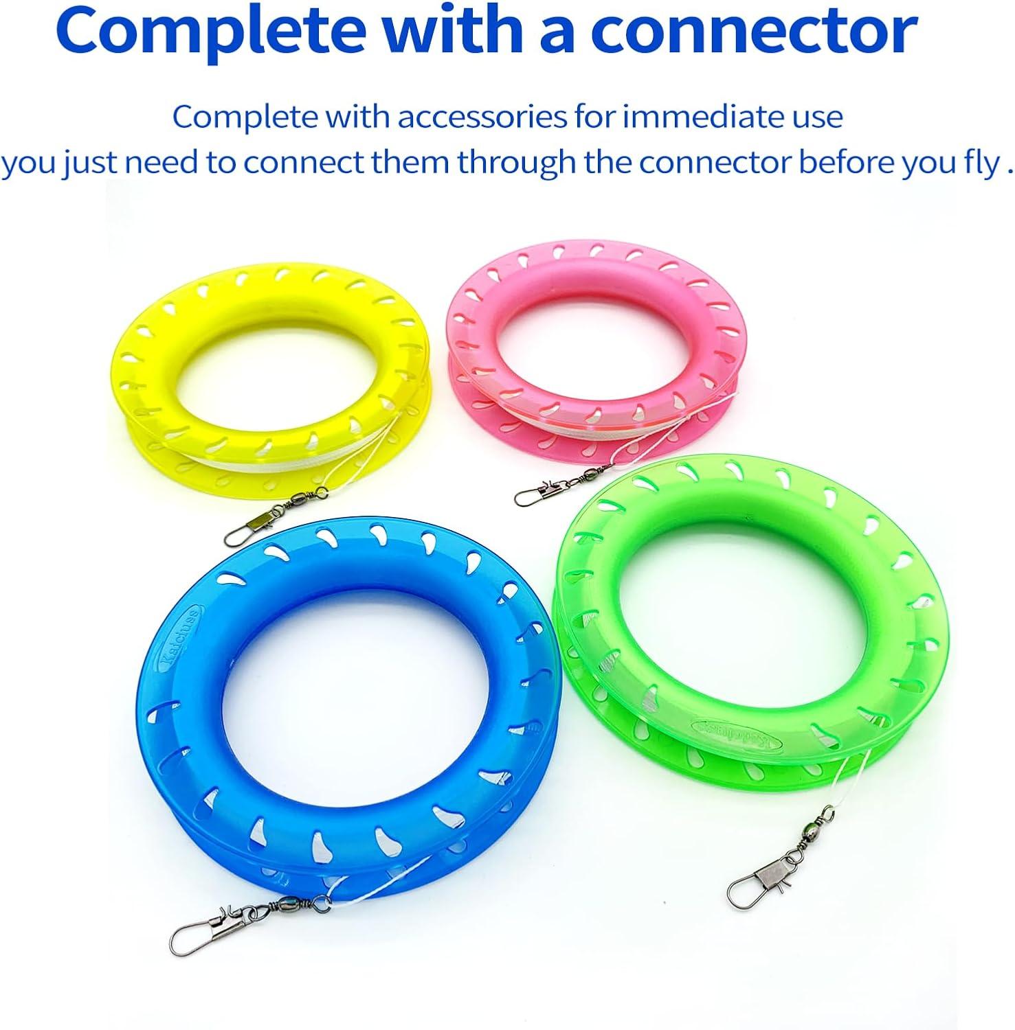image:imageHoop Kite Set for Kids Spool Handle amp 300 Feet Line for Each Kite Reel WinderPink Blue Green Yellow