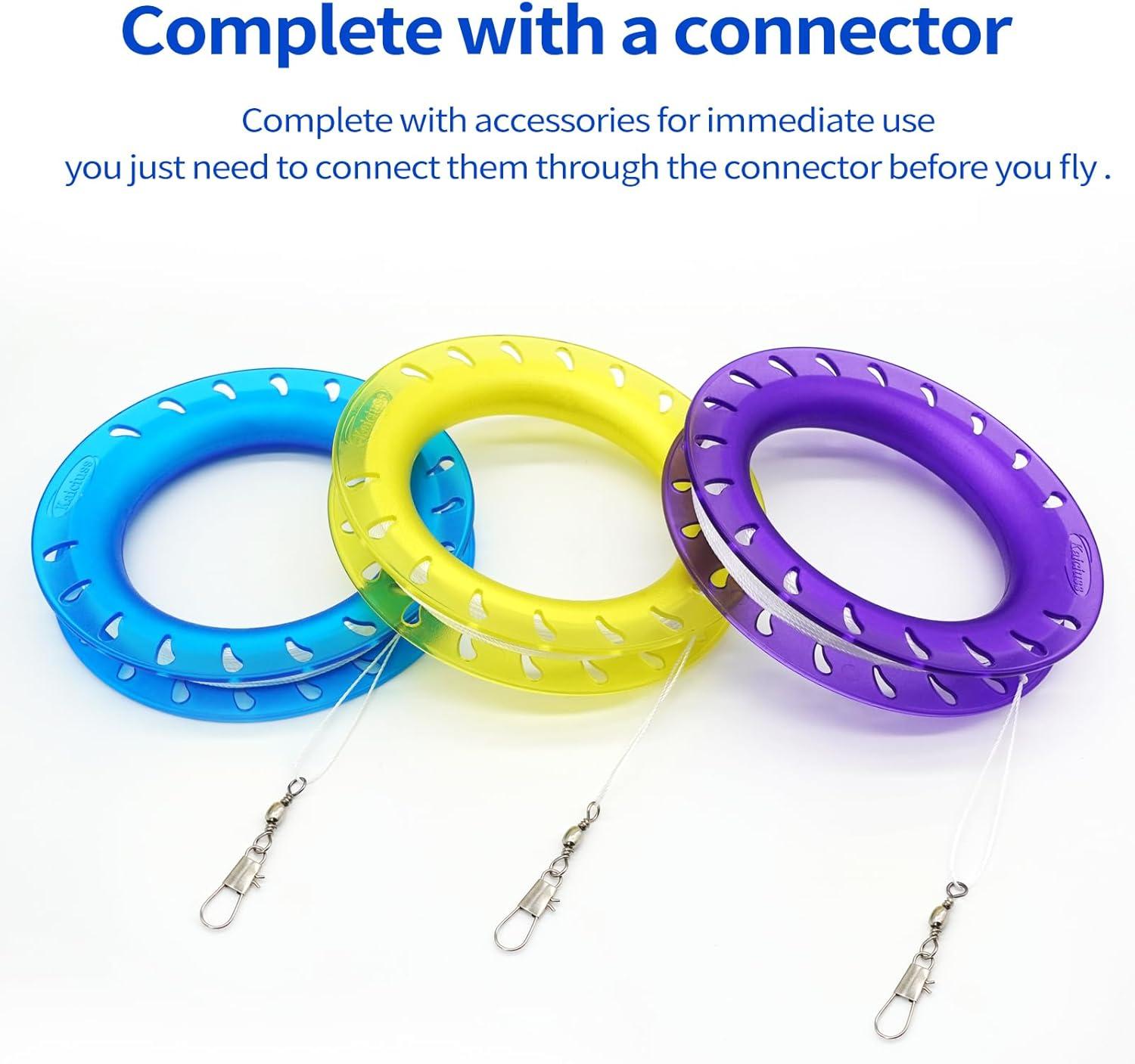 image:imageHoop Kite Set for Kids Spool Handle amp 300 Feet Line for Each Kite Reel WinderYellow Blue Purple