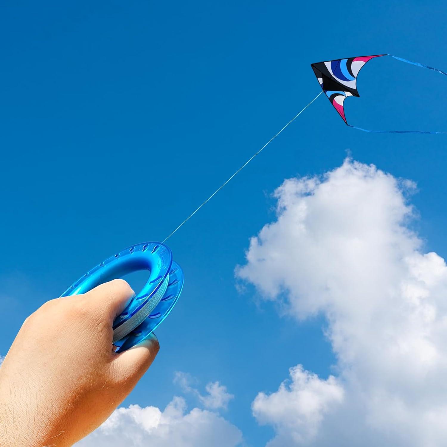image:imageHoop Kite Set for Kids Spool Handle amp 300 Feet Line for Each Kite Reel WinderYellow Blue Purple