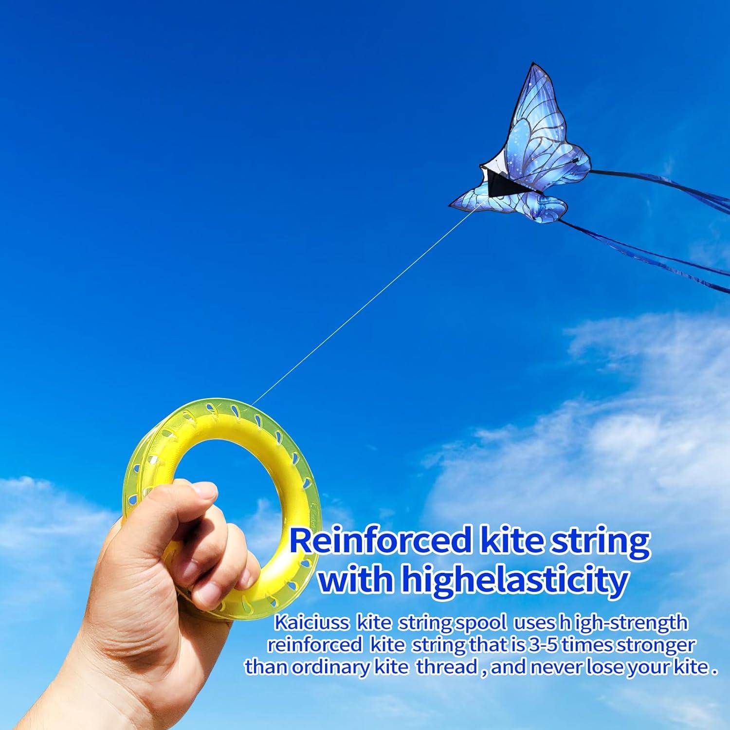 image:imageHoop Kite Set for Kids Spool Handle amp 300 Feet Line for Each Kite Reel WinderYellow Blue Purple