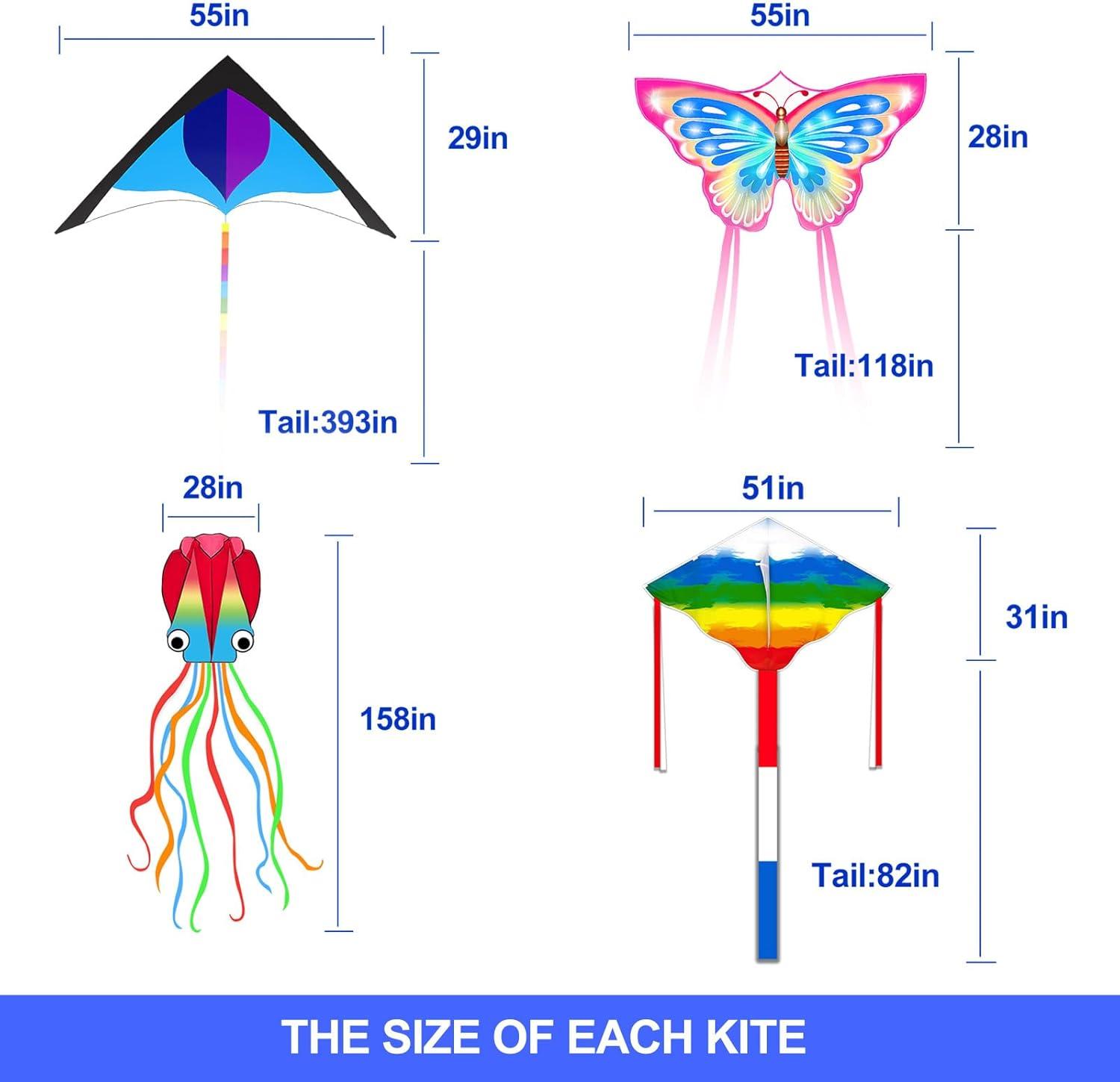 image:imageKites for Kids amp Adults Beach Kites Set for Beginners Easy to Fly Large Kite Pack for Boys and Girls Kite String Included Perfect for Outdoor ActivitiesDelta Butterfly and Octopus