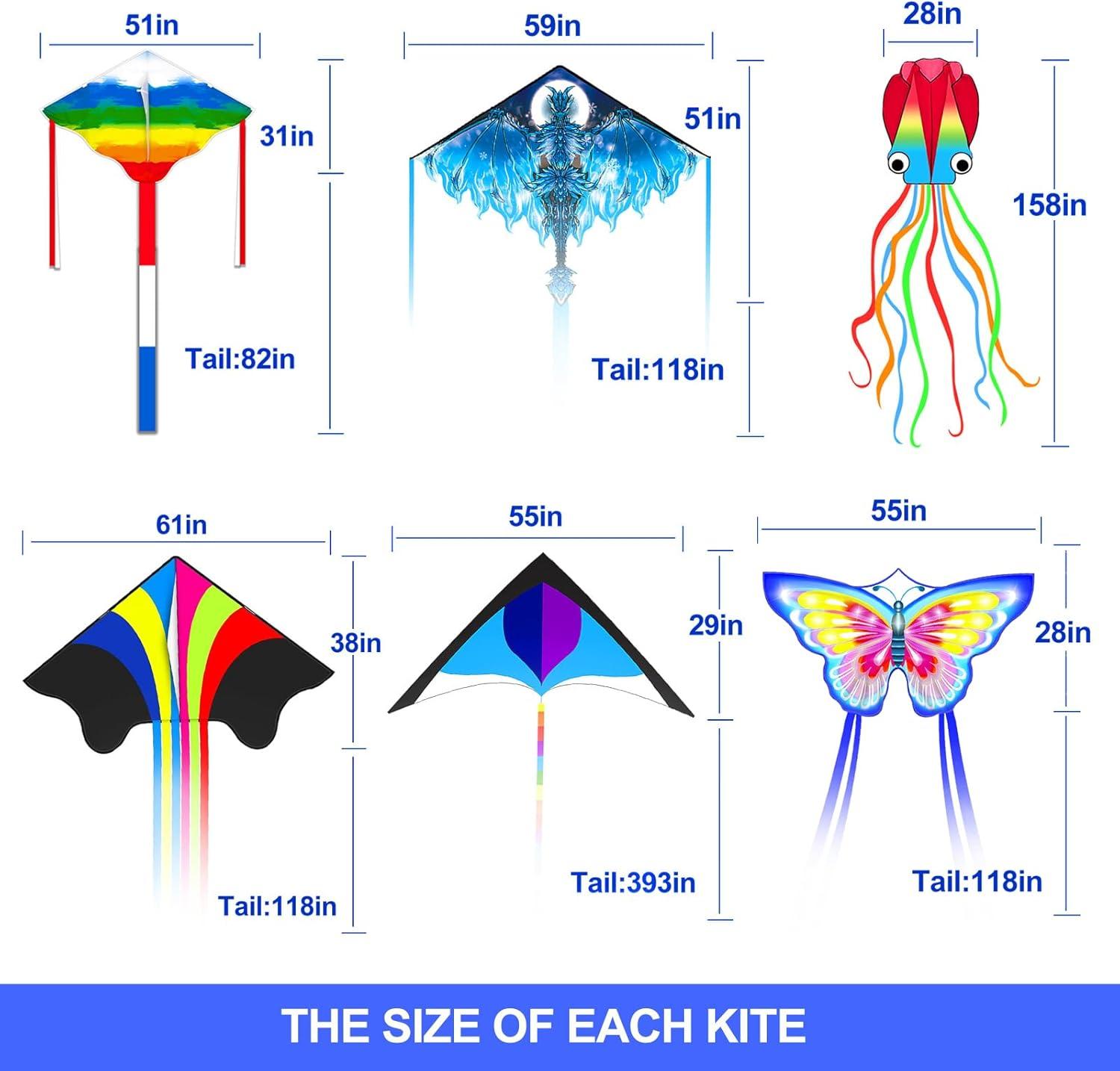 image:imageKites for Kids amp Adults Beach Kites Set for Beginners Easy to Fly Large Kite Pack for Boys and Girls Kite String Included Perfect for Outdoor ActivitiesKites 6 Pack
