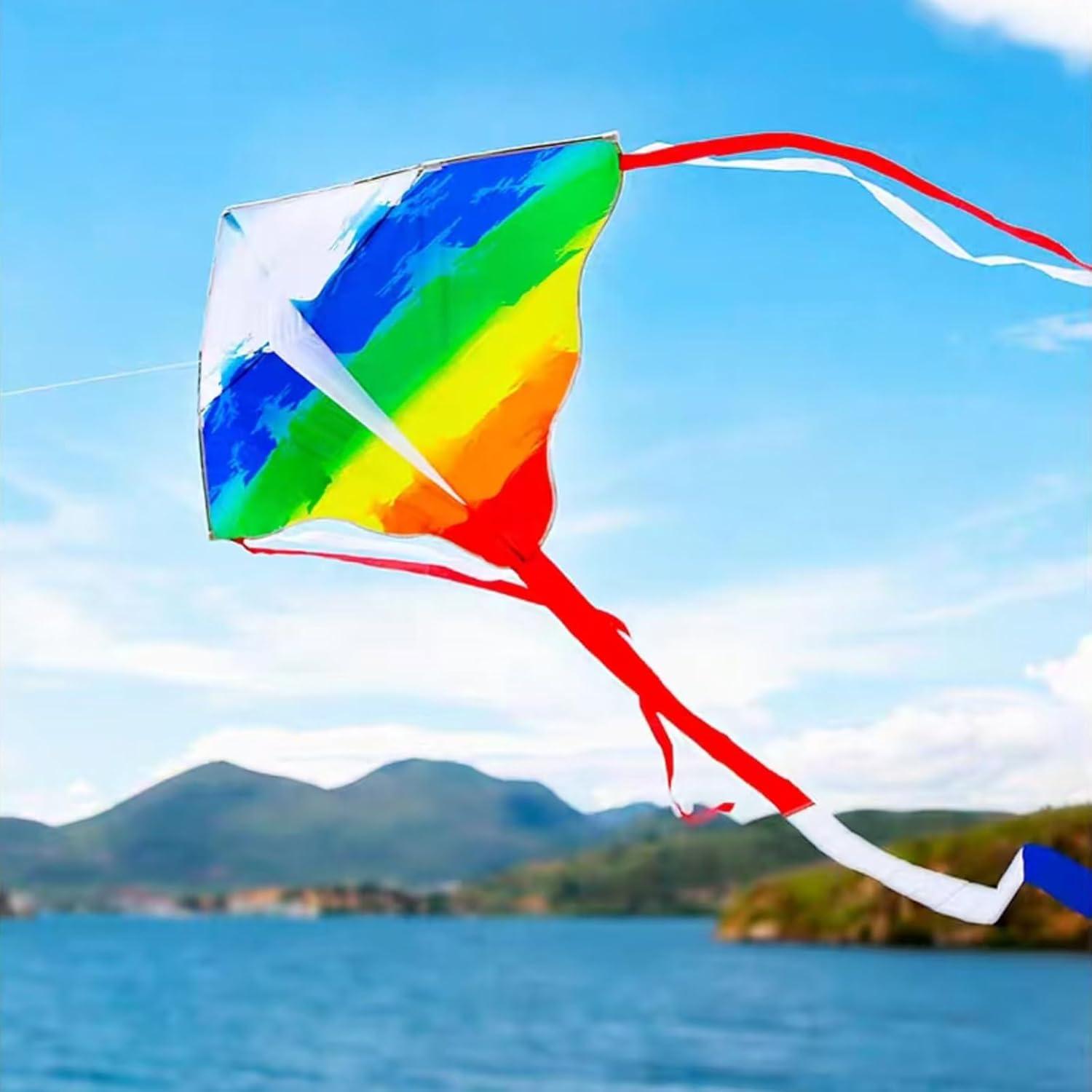 image:imageKites for Kids amp Adults Beach Kites Set for Beginners Easy to Fly Large Kite Pack for Boys and Girls Kite String Included Perfect for Outdoor ActivitiesRainbow Delta