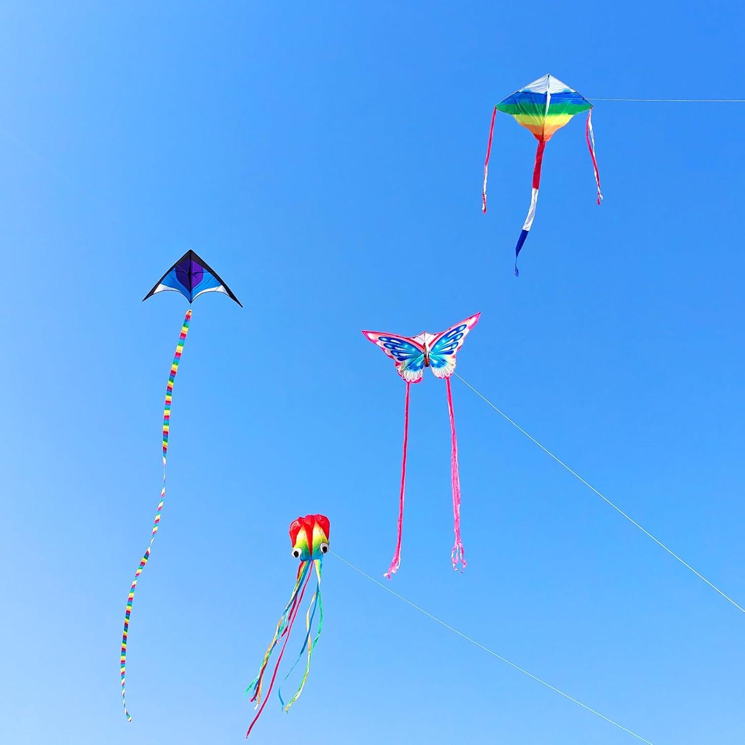 image:imageKites for Kids amp Adults Beach Kites Set for Beginners Easy to Fly Large Kite Pack for Boys and Girls Kite String Included Perfect for Outdoor ActivitiesDelta Butterfly and Octopus