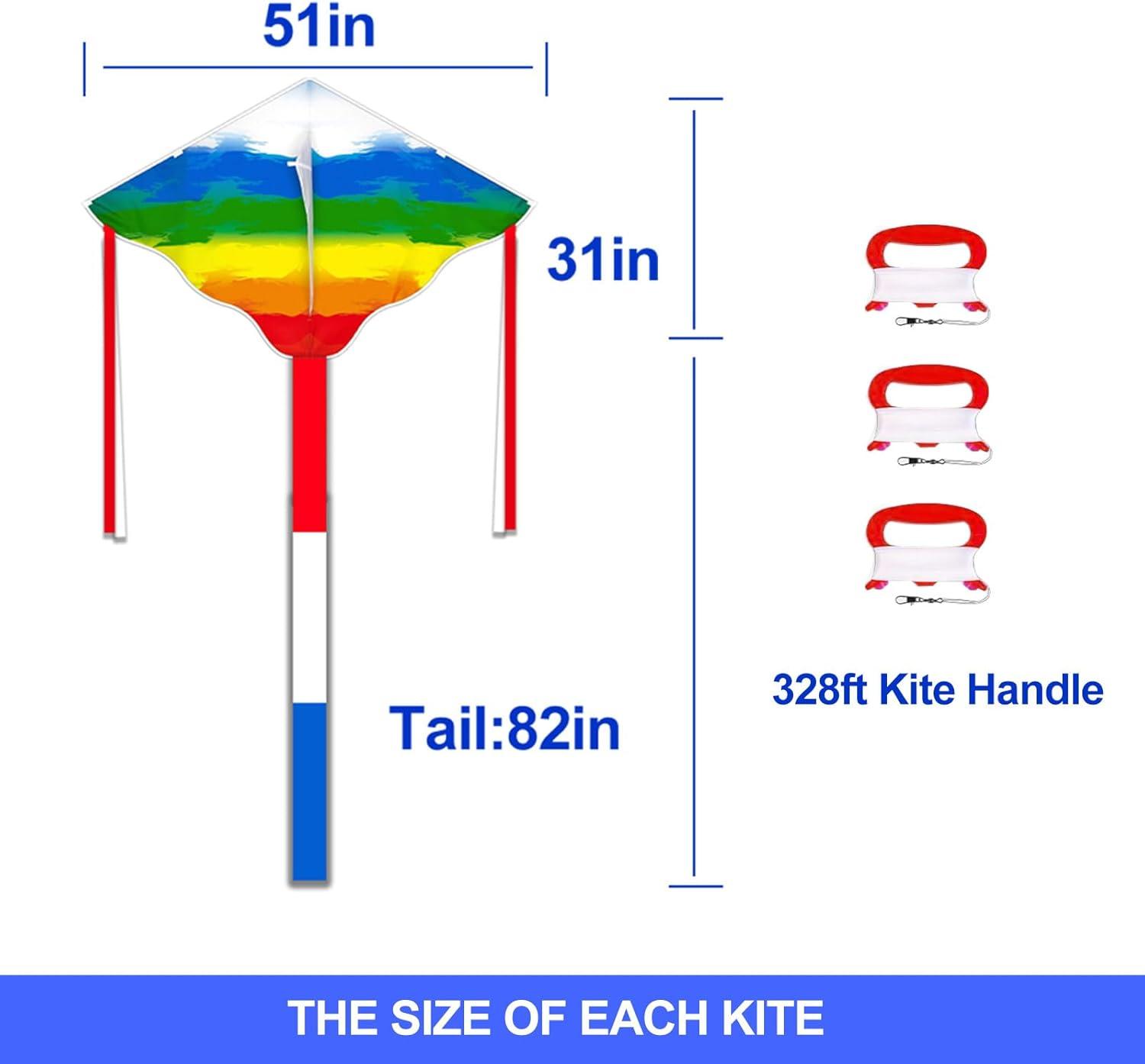 image:imageKites for Kids amp Adults Beach Kites Set for Beginners Easy to Fly Large Kite Pack for Boys and Girls Kite String Included Perfect for Outdoor ActivitiesRainbow Delta