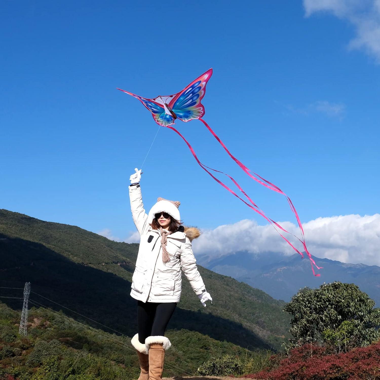 image:imageKites for Kids amp Adults Beach Kites Set for Beginners Easy to Fly Large Kite Pack for Boys and Girls Kite String Included Perfect for Outdoor ActivitiesDragon Delta and Butterfly