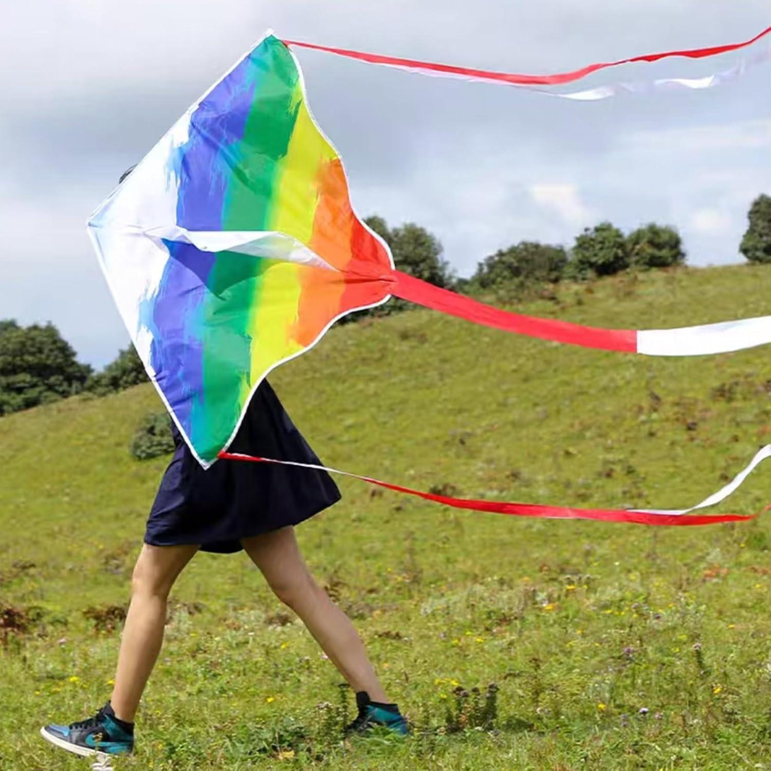 image:imageKites for Kids amp Adults Beach Kites Set for Beginners Easy to Fly Large Kite Pack for Boys and Girls Kite String Included Perfect for Outdoor ActivitiesRainbow Delta