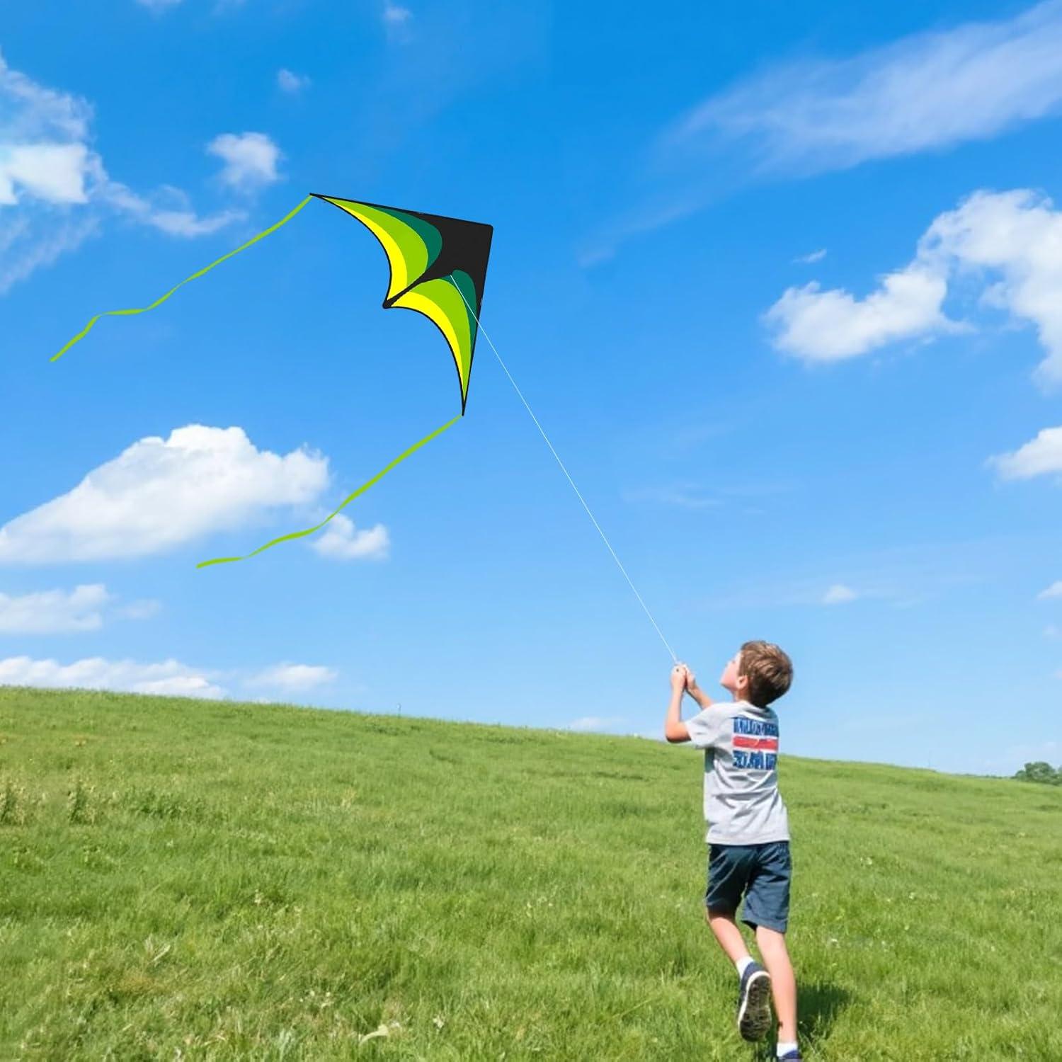image:imageKites for Kids amp Adults Kites Set for Beginners and Teens Easy to Fly for Beach Perfect for Outdoor Activities 3 PackRainbow Butterfly Green Delta and Blue Octopus