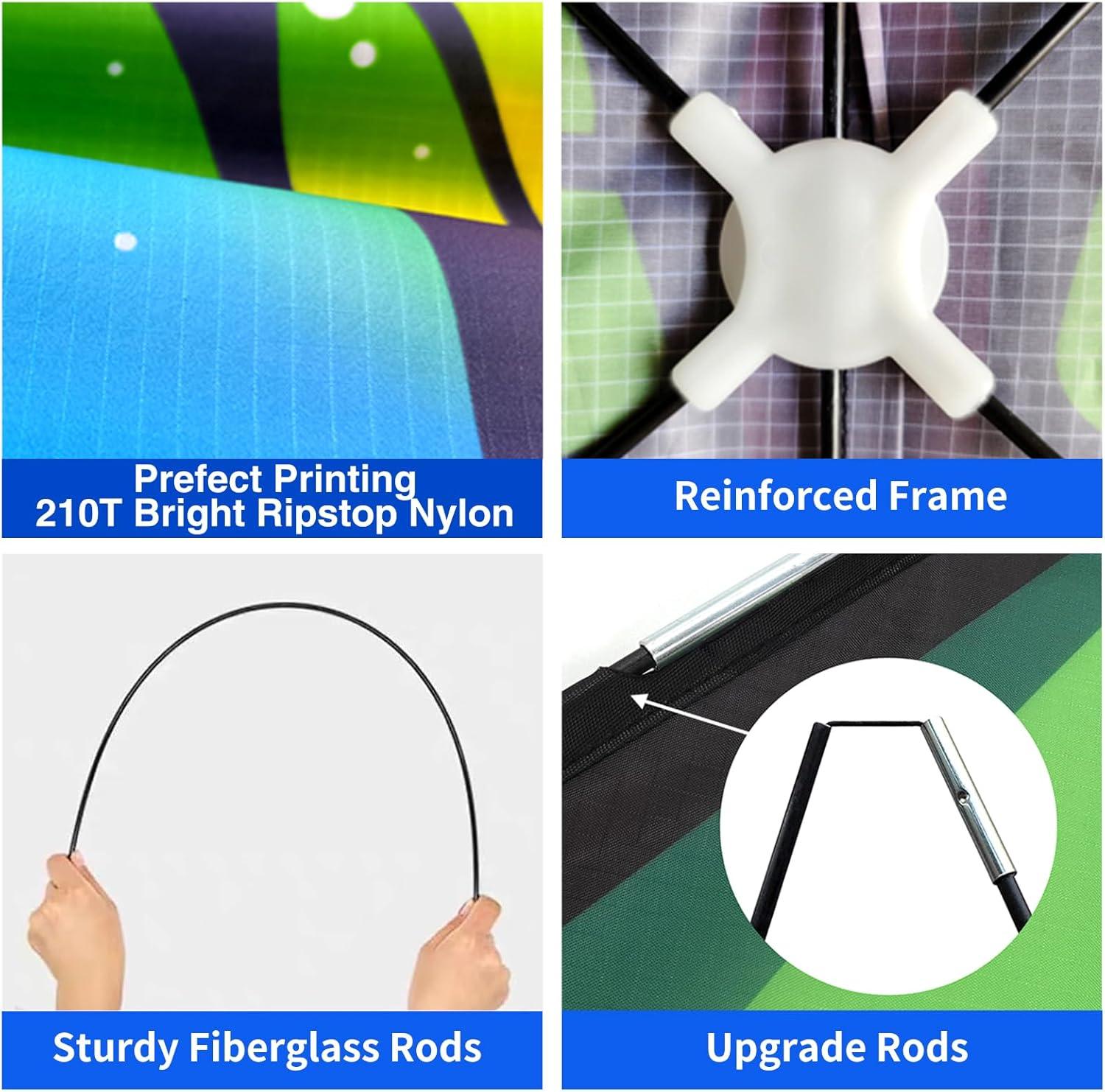 image:imageKites for Kids amp Adults Kites Set for Beginners and Teens Easy to Fly for Beach Perfect for Outdoor Activities 3 PackRainbow Butterfly Green Delta and Blue Octopus