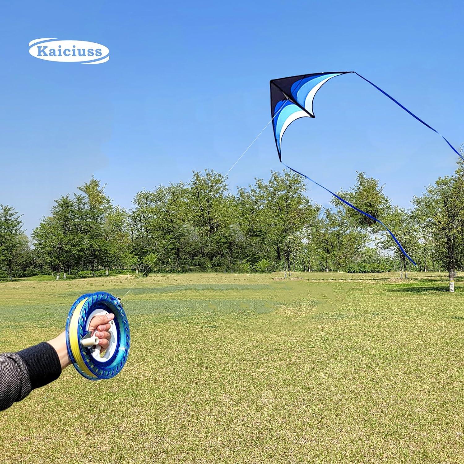 image:imageLarge Delta Kite Easy to Fly with Kite Reel Set Beach Kite amp Kite Spool for Kids amp Adults Single Line Triangle Kite with 71 Inch Kite Wheel KitBlue Delta with Reel