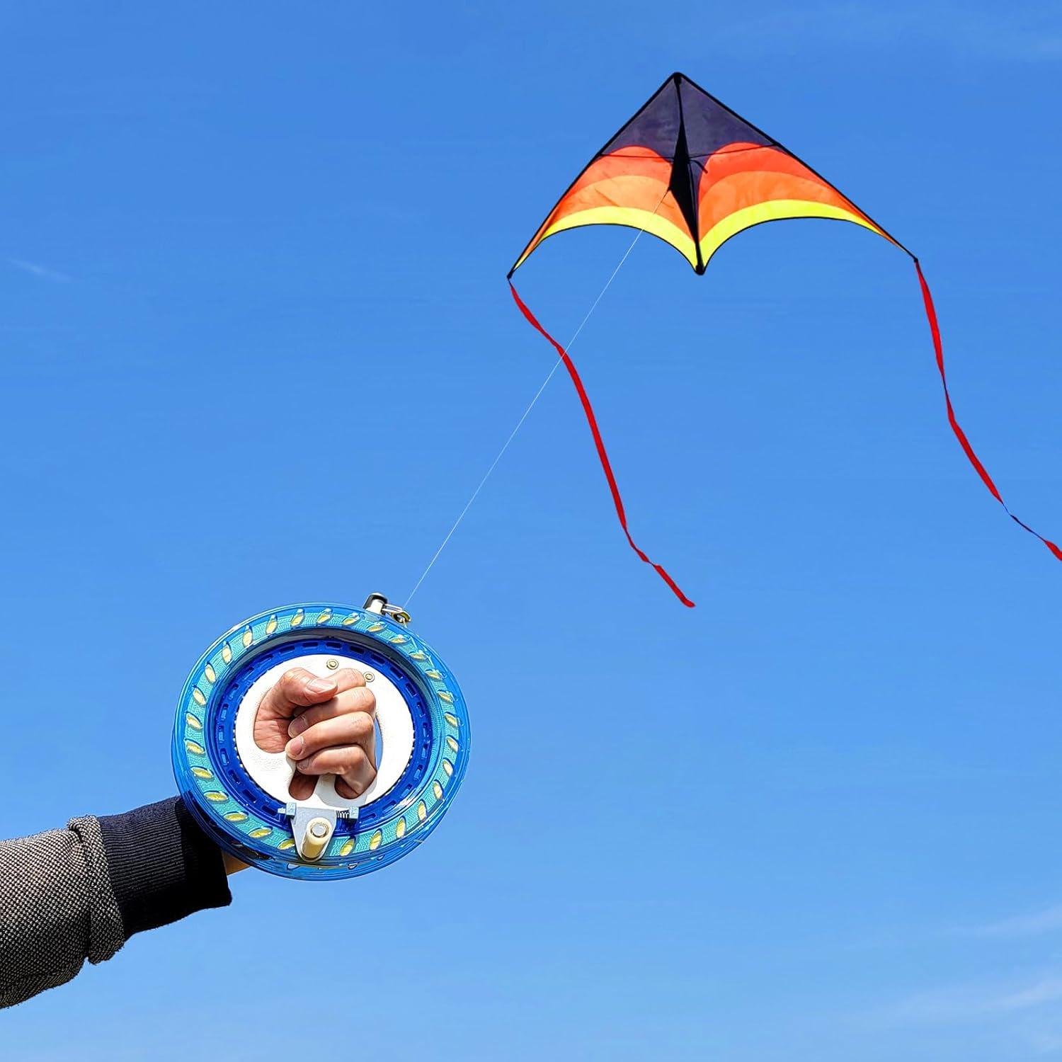 image:imageLarge Delta Kite Easy to Fly with Kite Reel Set Beach Kite amp Kite Spool for Kids amp Adults Single Line Triangle Kite with 71 Inch Kite Wheel KitGreen Yellow Delta with Reels