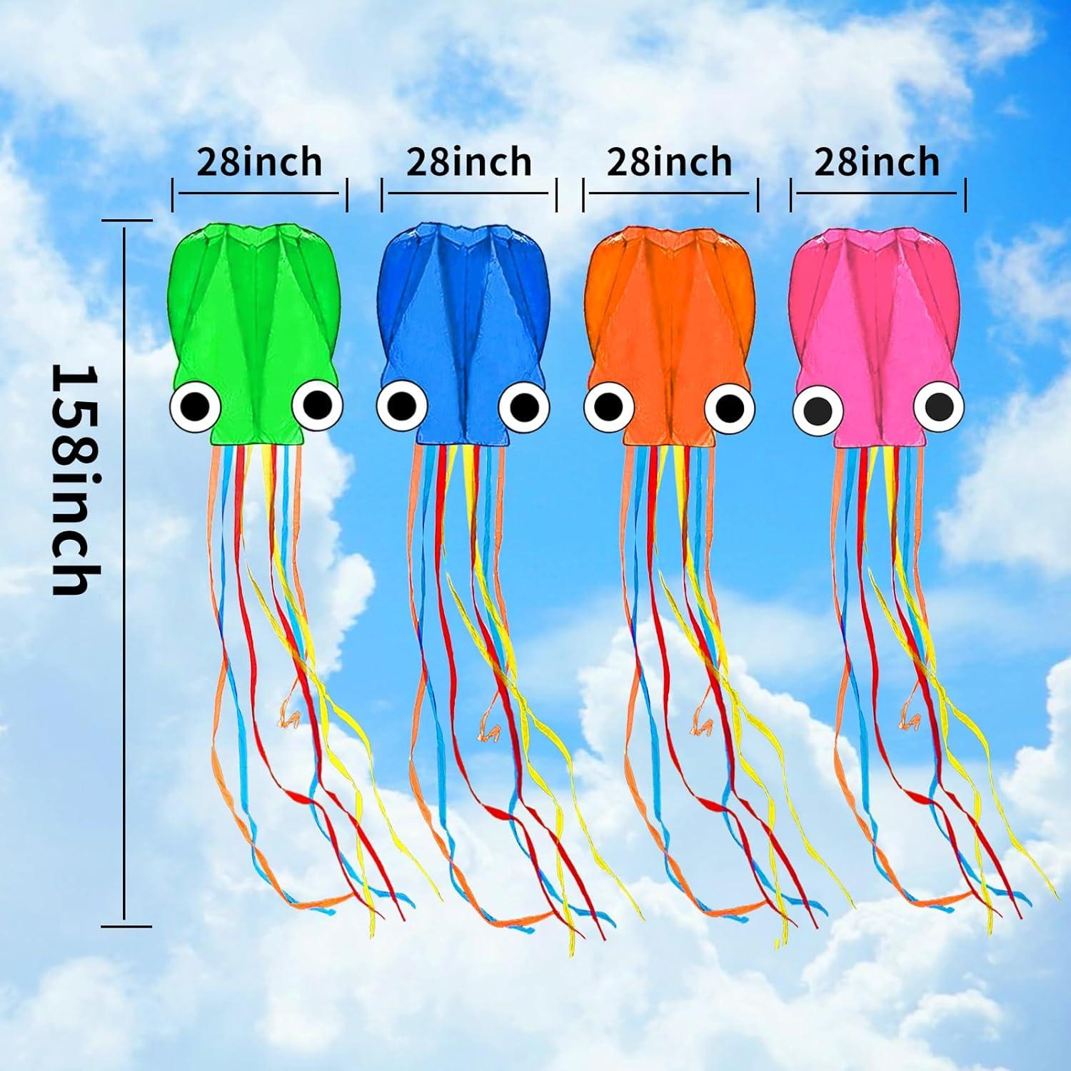 image:imageOctopus Kites for Kids amp Adults Easy to Fly 24x 158 Large Soft Kite Kit for Boys and Girls Single Line 3D Beach Kite Set for TeensPerfect for Outdoor ActivitiesGreen Blue Orange Pink