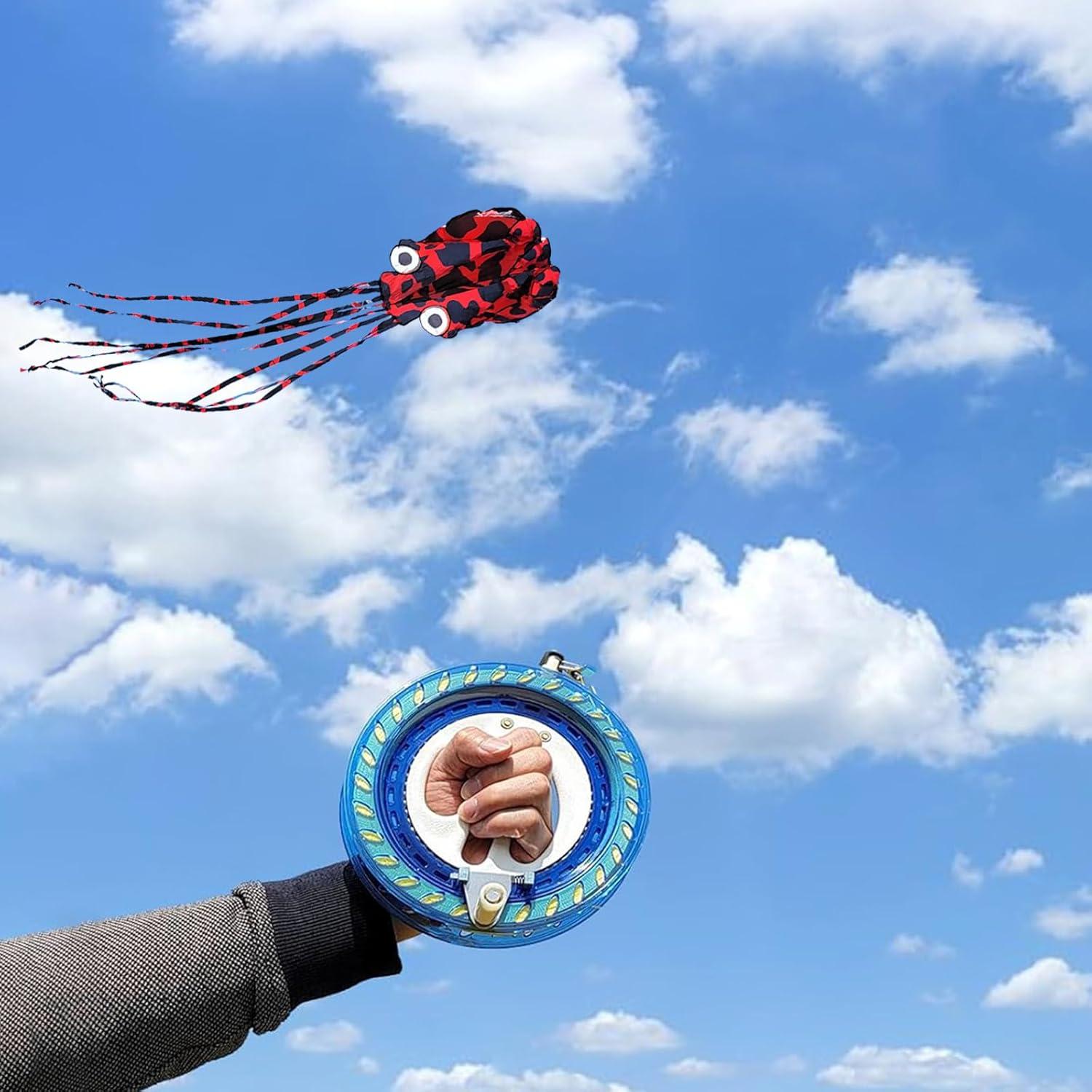 image:imageOctopus Kites for Kids amp Adults Easy to Fly 24x 158 Large Soft Kite Kit for Boys and Girls Single Line 3D Beach Kite Set for TeensPerfect for Outdoor ActivitiesRed Spotty Octopus with Reel