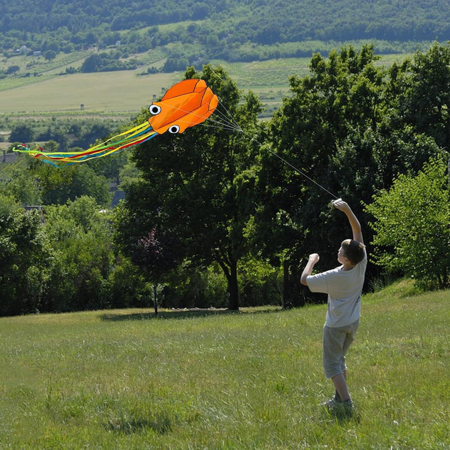 image:imageOctopus Kites for Kids amp Adults Easy to Fly 24x 158 Large Soft Kite Kit for Boys and Girls Single Line 3D Beach Kite Set for TeensPerfect for Outdoor ActivitiesRed Green Blue Orange