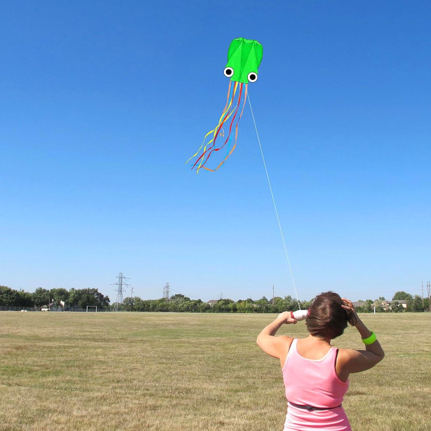image:imageOctopus Kites for Kids amp Adults Easy to Fly 24x 158 Large Soft Kite Kit for Boys and Girls Single Line 3D Beach Kite Set for TeensPerfect for Outdoor ActivitiesGreen Orange Pink