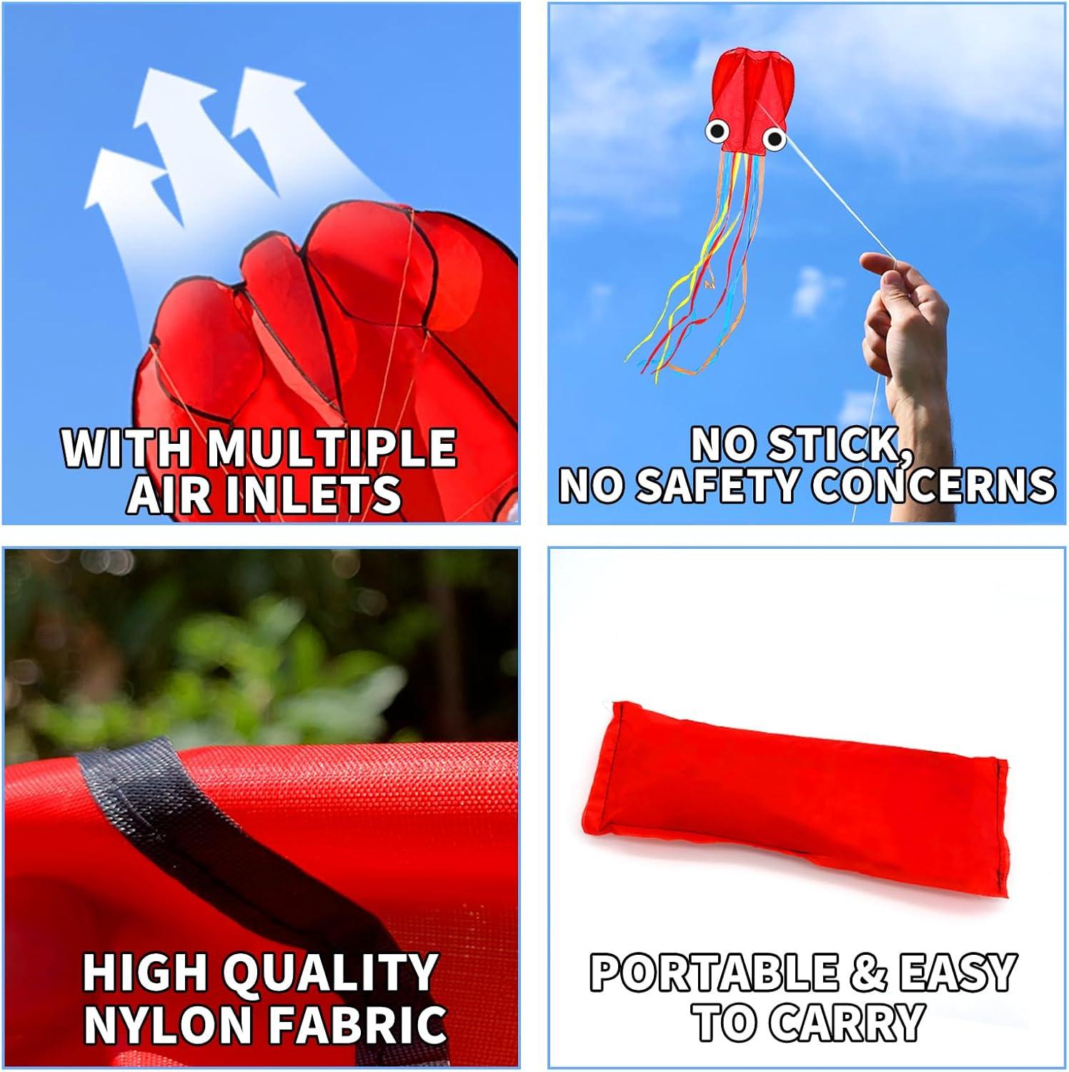 image:imageOctopus Kites for Kids amp Adults Easy to Fly 24x 158 Large Soft Kite Kit for Boys and Girls Single Line 3D Beach Kite Set for TeensPerfect for Outdoor ActivitiesGreen Orange Pink