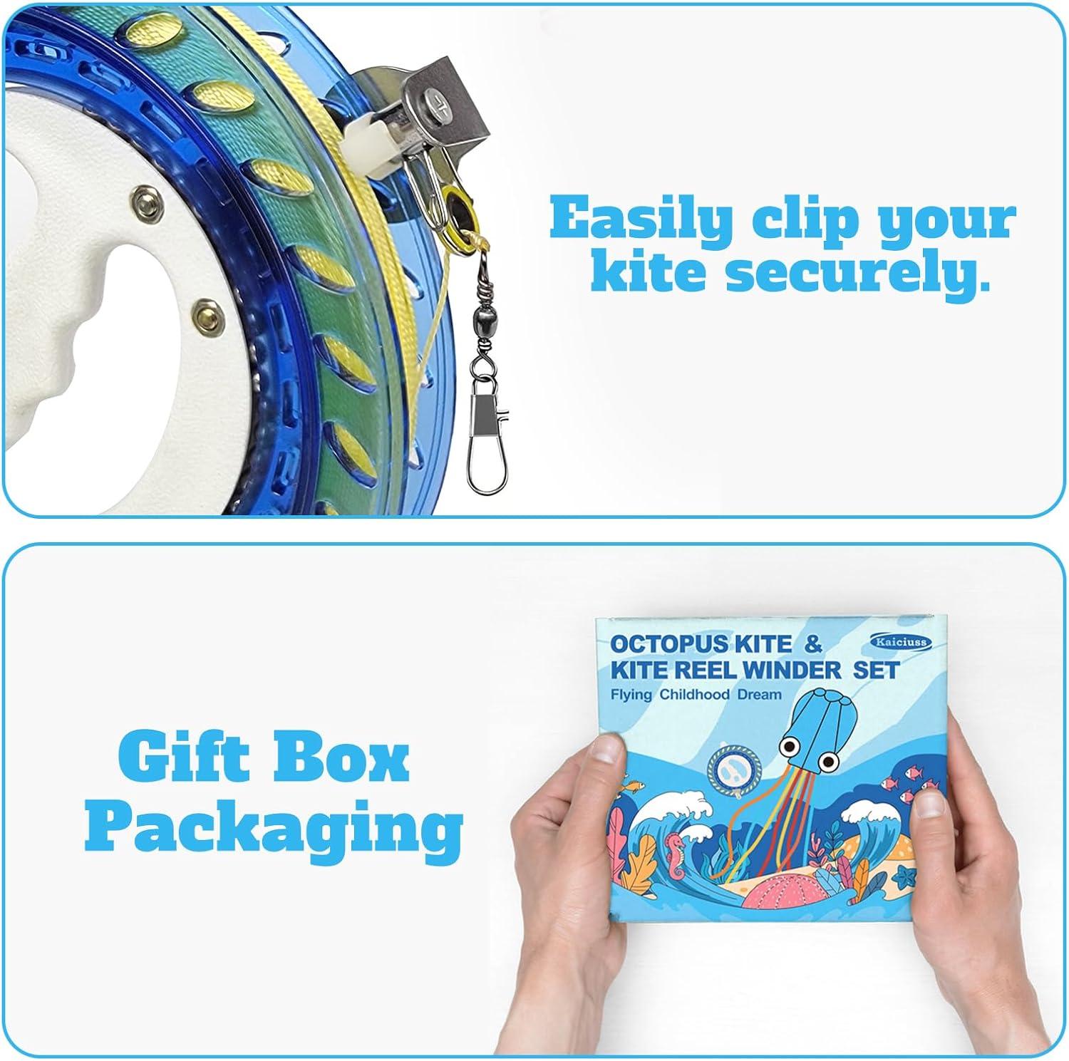 image:imageOctopus Kites for Kids amp Adults Easy to Fly 24x 158 Large Soft Kite Kit for Boys and Girls Single Line 3D Beach Kite Set for TeensPerfect for Outdoor ActivitiesGreen Octopus with Reel