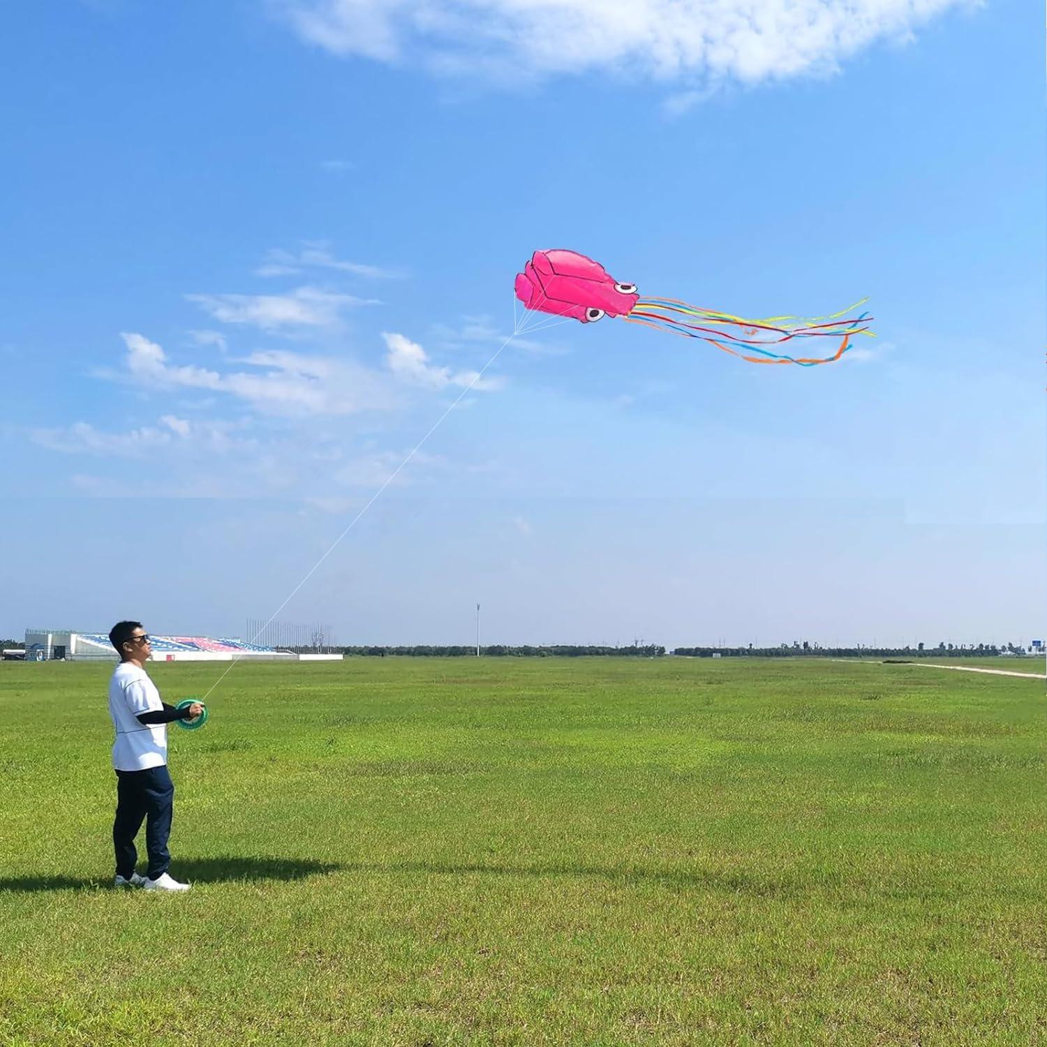 image:imageOctopus Kites for Kids amp Adults Easy to Fly 24x 158 Large Soft Kite Kit for Boys and Girls Single Line 3D Beach Kite Set for TeensPerfect for Outdoor ActivitiesGreen Blue Orange Pink