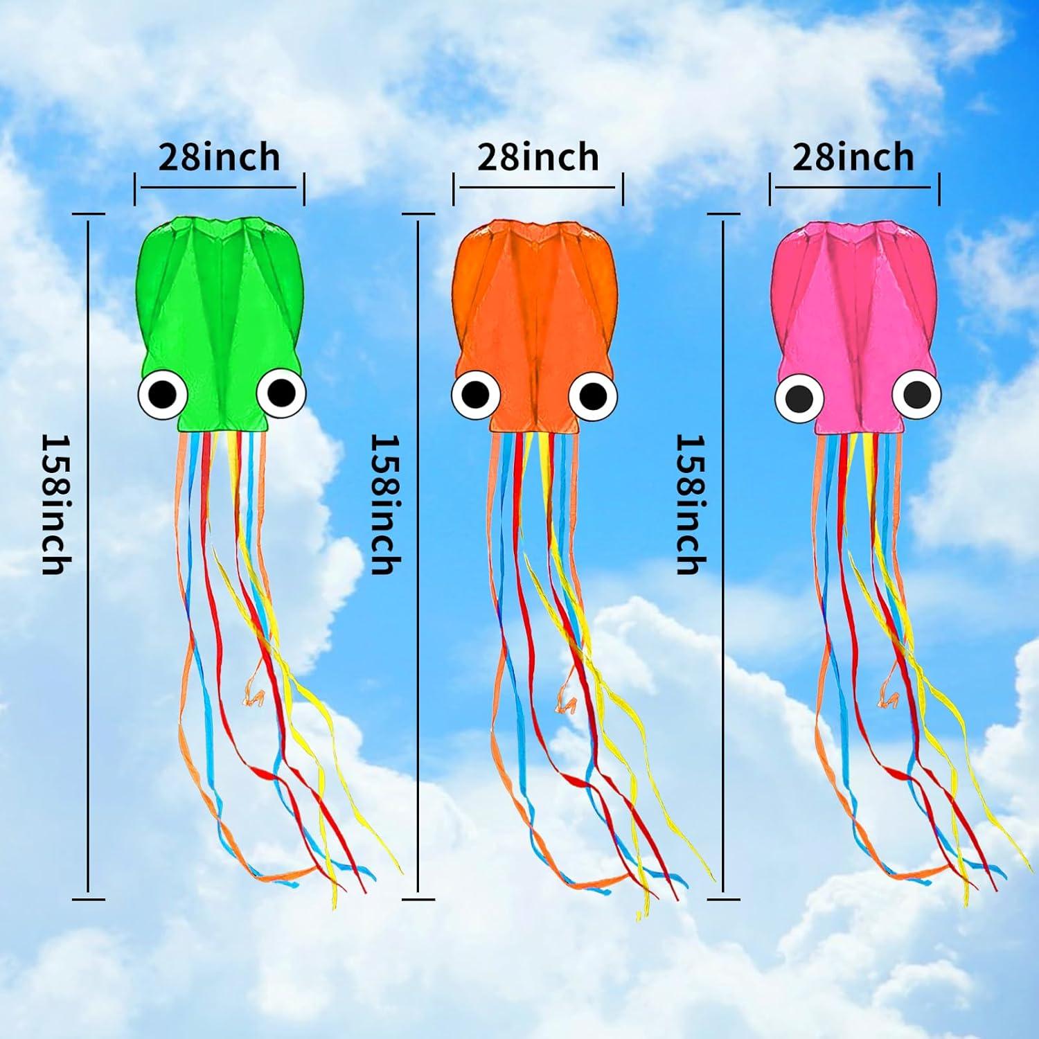 image:imageOctopus Kites for Kids amp Adults Easy to Fly 24x 158 Large Soft Kite Kit for Boys and Girls Single Line 3D Beach Kite Set for TeensPerfect for Outdoor ActivitiesGreen Orange Pink