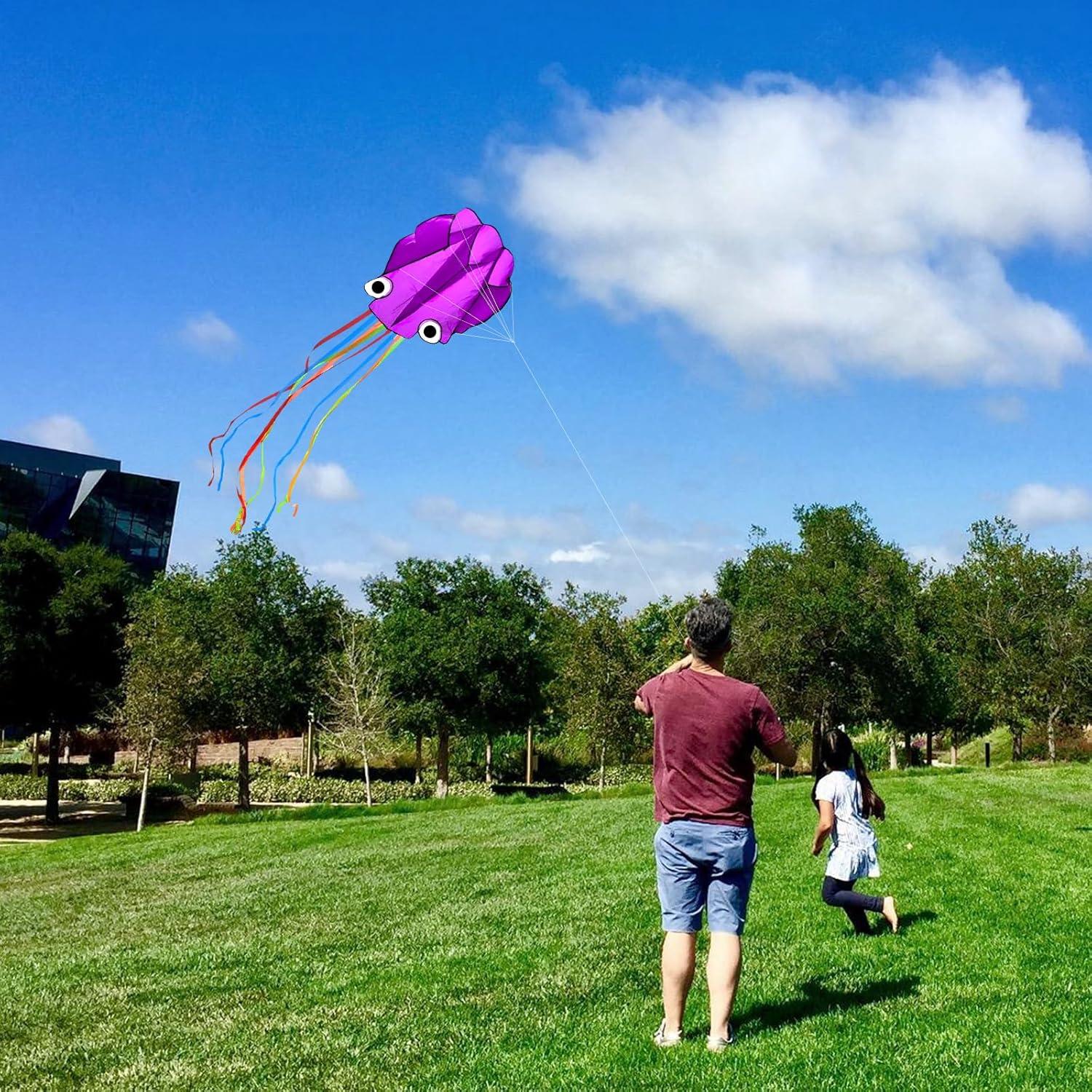 image:imageOctopus Kites for Kids amp Adults Easy to Fly 24x 158 Large Soft Kite Kit for Boys and Girls Single Line 3D Beach Kite Set for TeensPerfect for Outdoor ActivitiesBlue Orange Pink Purple