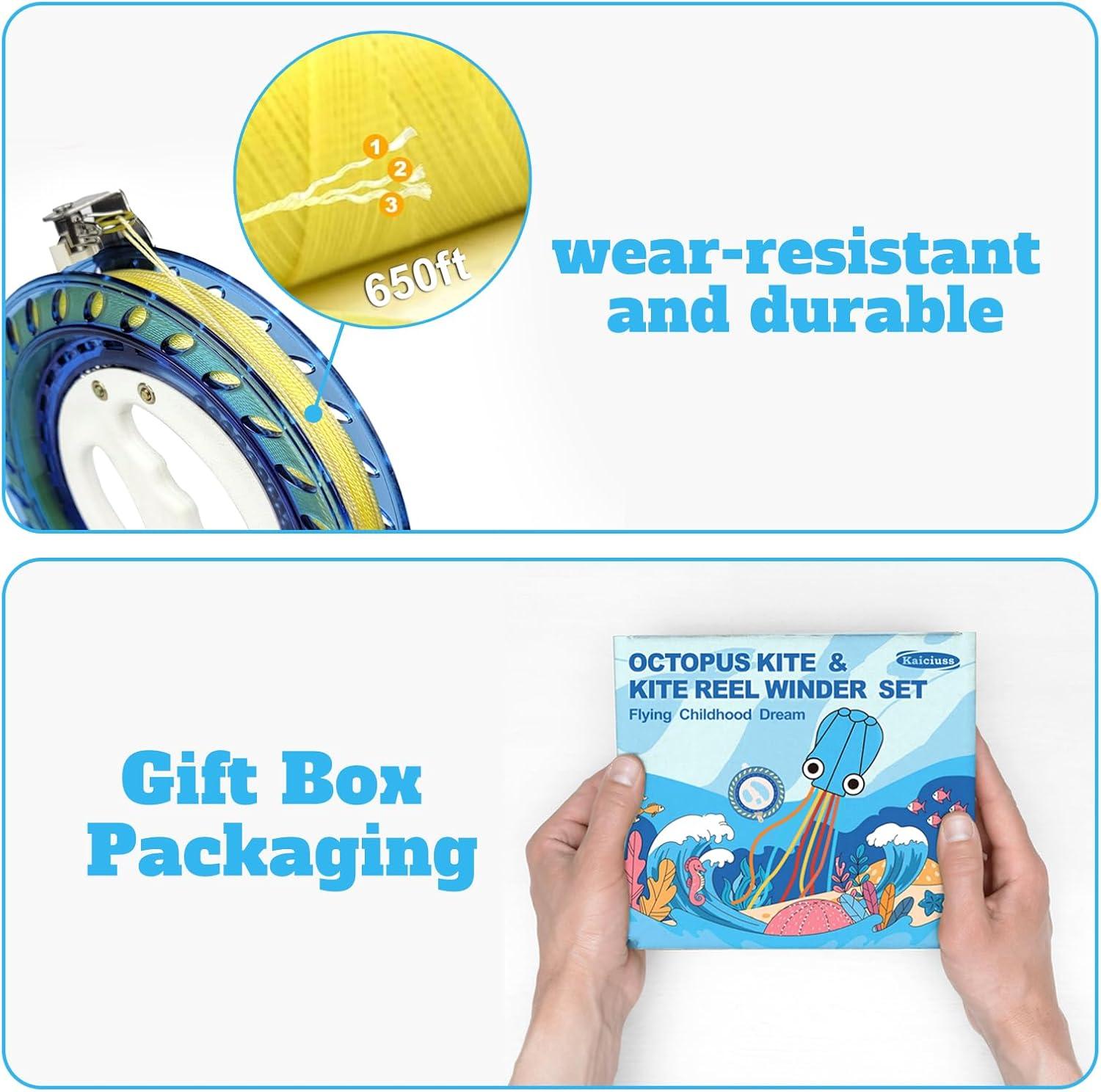 image:imageOctopus Kites for Kids amp Adults Easy to Fly 24x 158 Large Soft Kite Kit for Boys and Girls Single Line 3D Beach Kite Set for TeensPerfect for Outdoor ActivitiesOrange Octopus with Reel