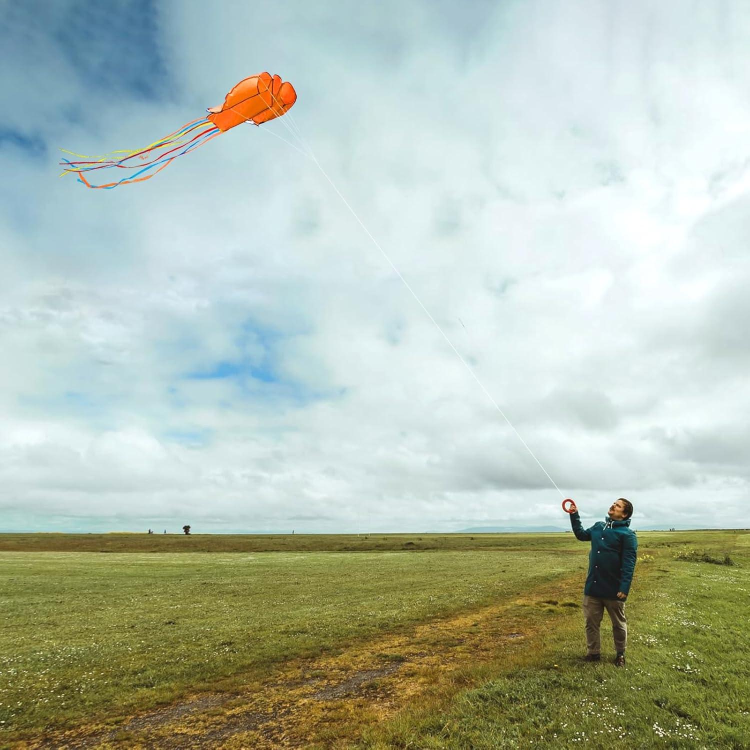 image:imageOctopus Kites for Kids amp Adults Easy to Fly 24x 158 Large Soft Kite Kit for Boys and Girls Single Line 3D Beach Kite Set for TeensPerfect for Outdoor ActivitiesGreen Orange Pink