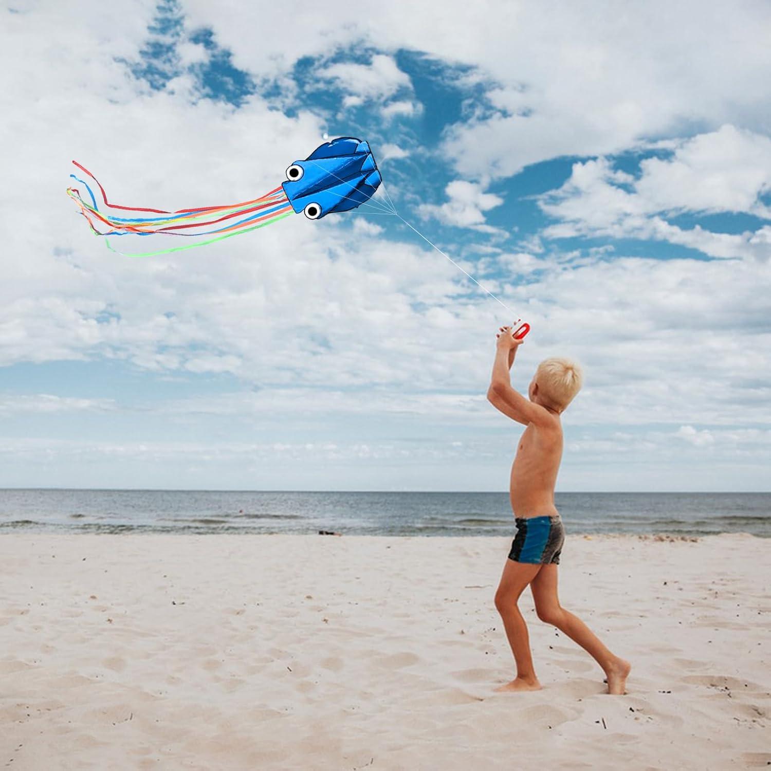 image:imageOctopus Kites for Kids amp Adults Easy to Fly 24x 158 Large Soft Kite Kit for Boys and Girls Single Line 3D Beach Kite Set for TeensPerfect for Outdoor ActivitiesGreen Blue Pink