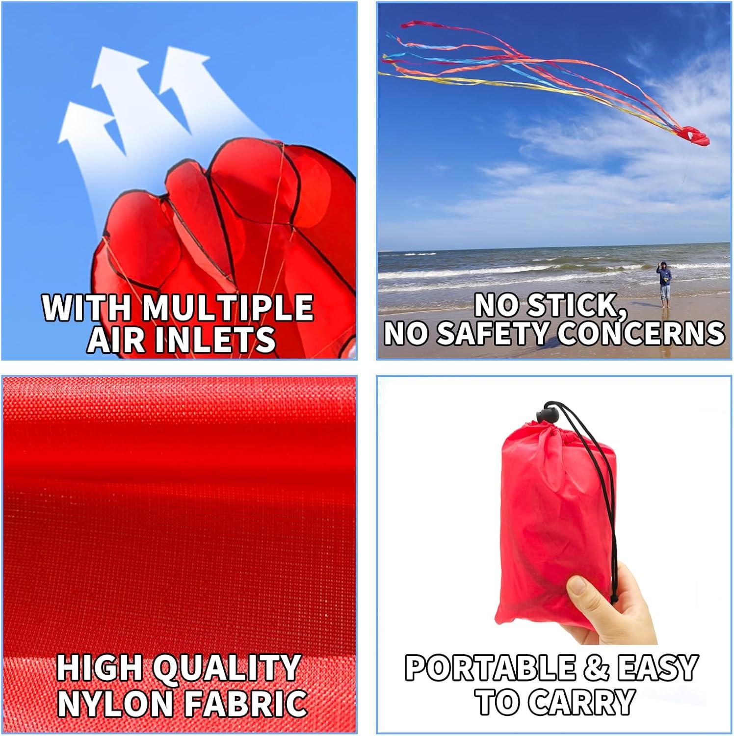 image:imageOctopus Kites for Kids amp Adults Easy to Fly 24x 158 Large Soft Kite Kit for Boys and Girls Single Line 3D Beach Kite Set for TeensPerfect for Outdoor ActivitiesGreen Blue Pink