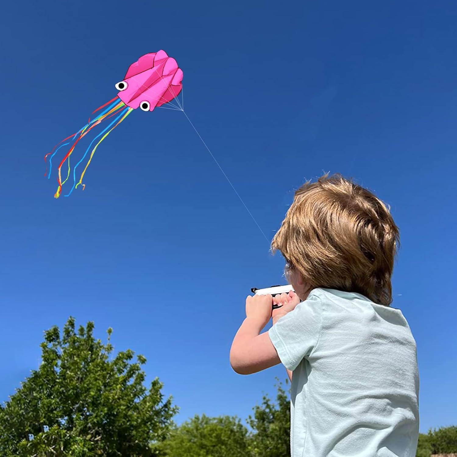 image:imageOctopus Kites for Kids amp Adults Easy to Fly 24x 158 Large Soft Kite Kit for Boys and Girls Single Line 3D Beach Kite Set for TeensPerfect for Outdoor ActivitiesPink Octopus with Reel