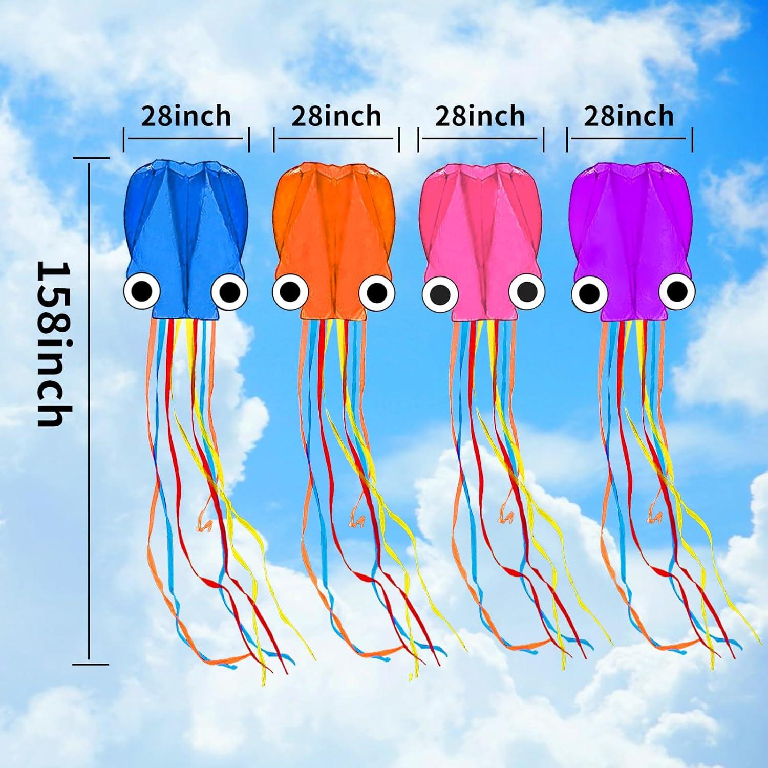 image:imageOctopus Kites for Kids amp Adults Easy to Fly 24x 158 Large Soft Kite Kit for Boys and Girls Single Line 3D Beach Kite Set for TeensPerfect for Outdoor ActivitiesBlue Orange Pink Purple