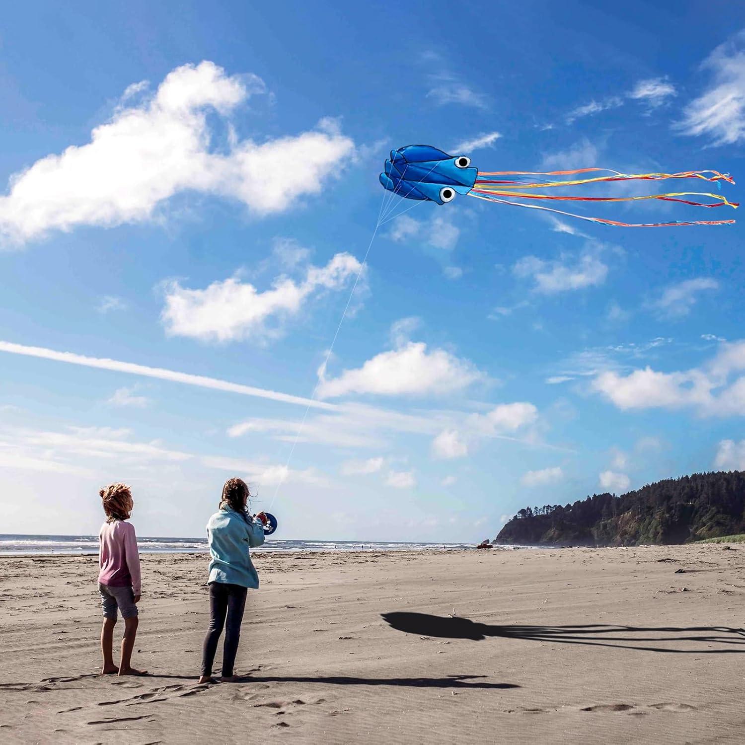 image:imageOctopus Kites for Kids amp Adults Easy to Fly 24x 158 Large Soft Kite Kit for Boys and Girls Single Line 3D Beach Kite Set for TeensPerfect for Outdoor ActivitiesPurple Blue Orange