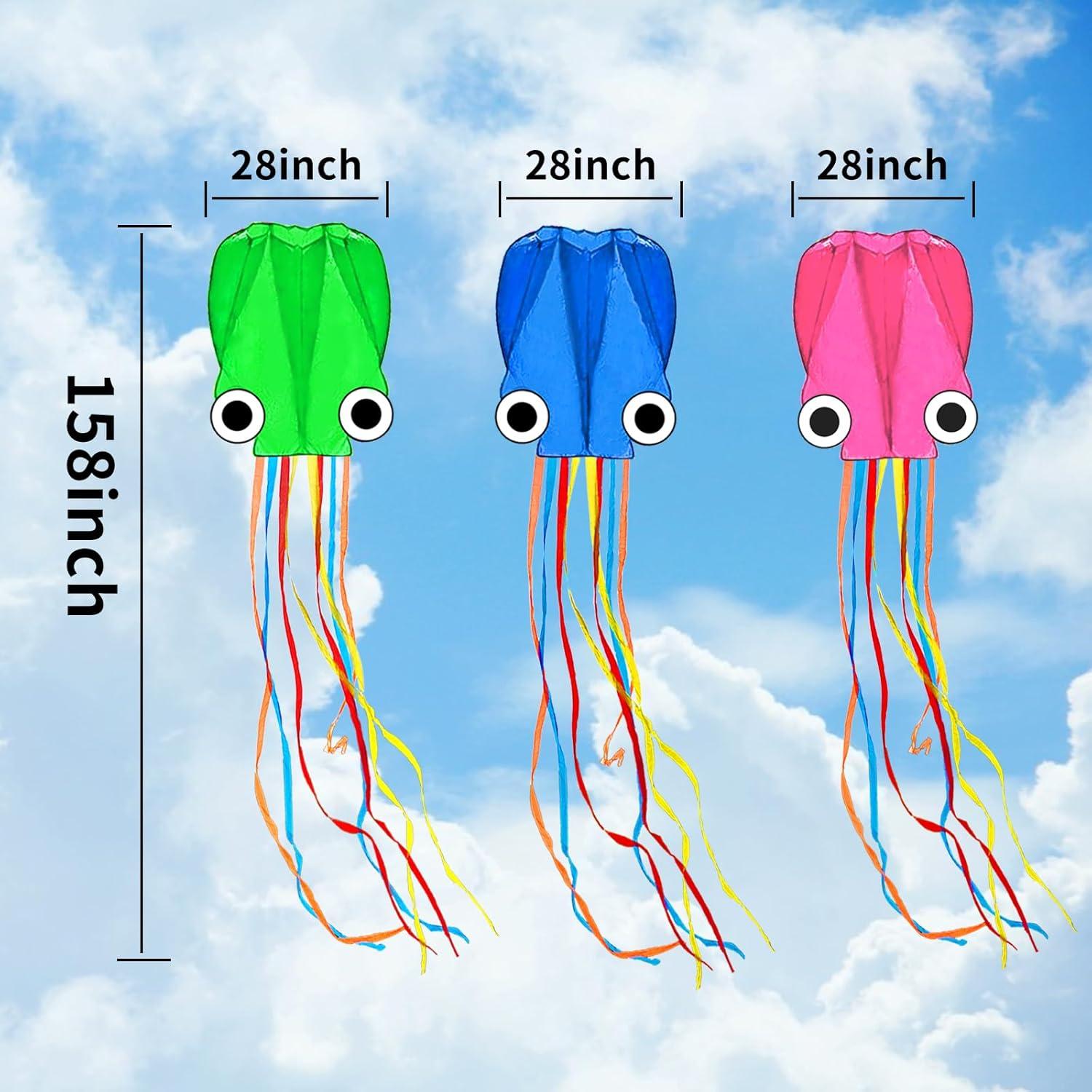 image:imageOctopus Kites for Kids amp Adults Easy to Fly 24x 158 Large Soft Kite Kit for Boys and Girls Single Line 3D Beach Kite Set for TeensPerfect for Outdoor ActivitiesGreen Blue Pink