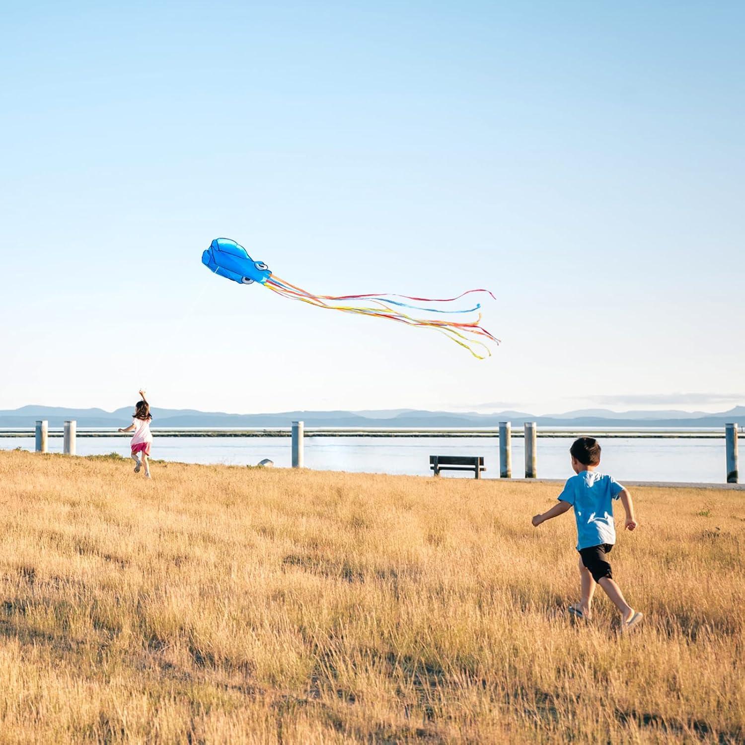image:imageOctopus Kites for Kids amp Adults Easy to Fly 24x 158 Large Soft Kite Kit for Boys and Girls Single Line 3D Beach Kite Set for TeensPerfect for Outdoor ActivitiesRed Green Blue